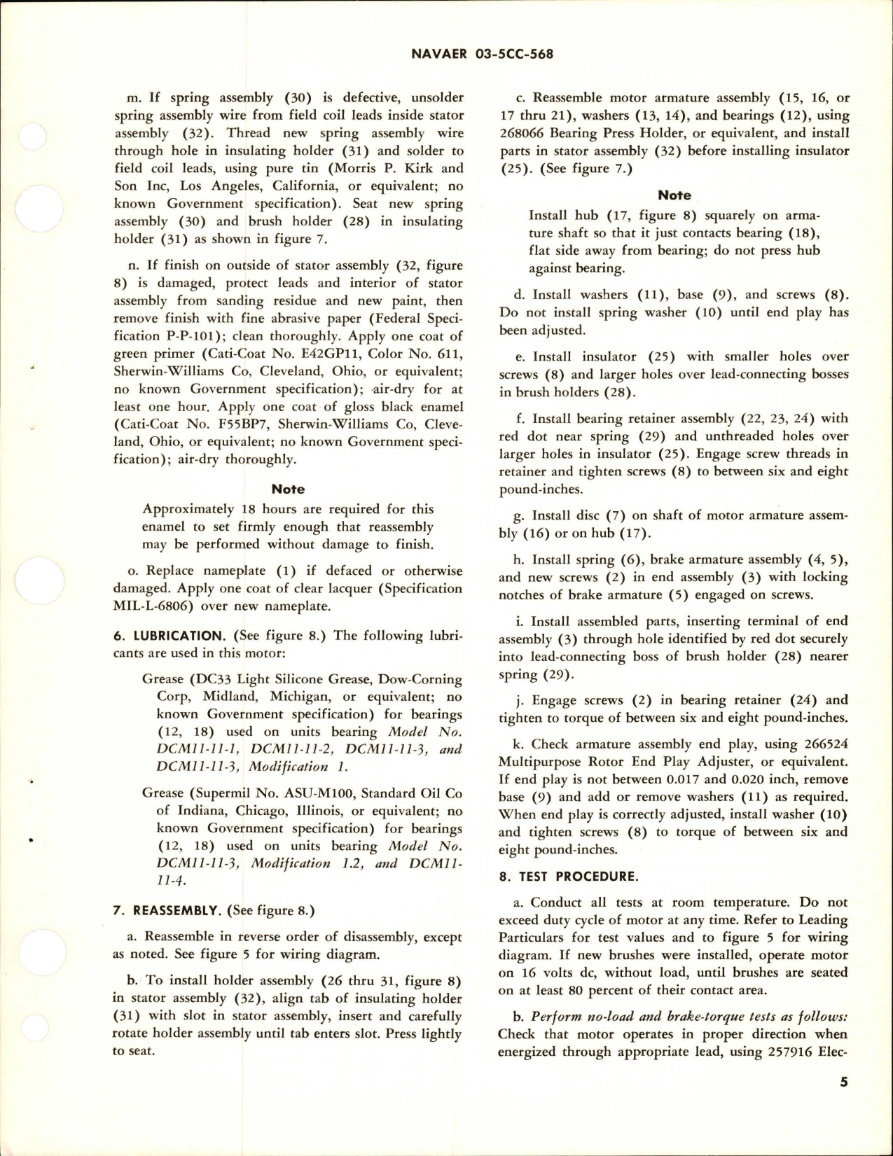 Sample page 5 from AirCorps Library document: Overhaul Instructions with Parts Breakdown for Direct Current Motor - Part 36848