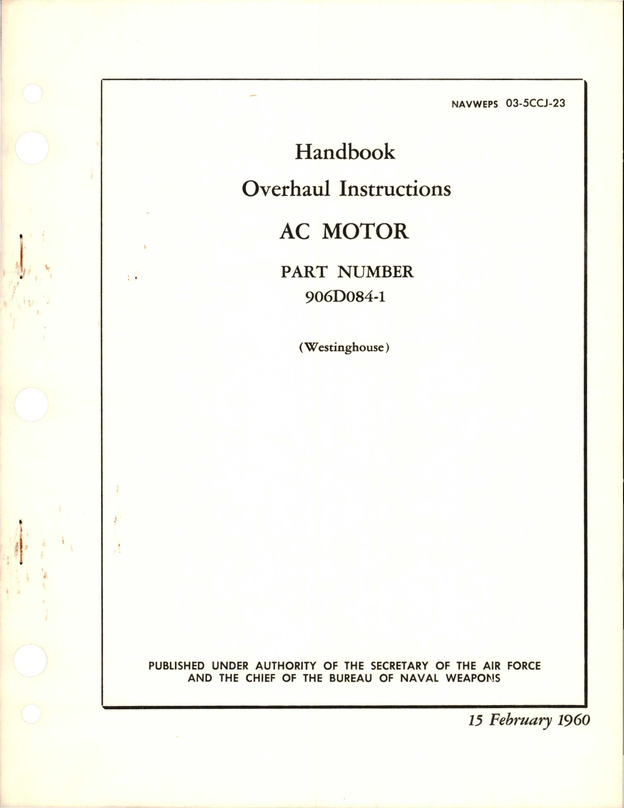 Sample page 1 from AirCorps Library document: Overhaul Instructions for AC Motor - Part 906D084-1