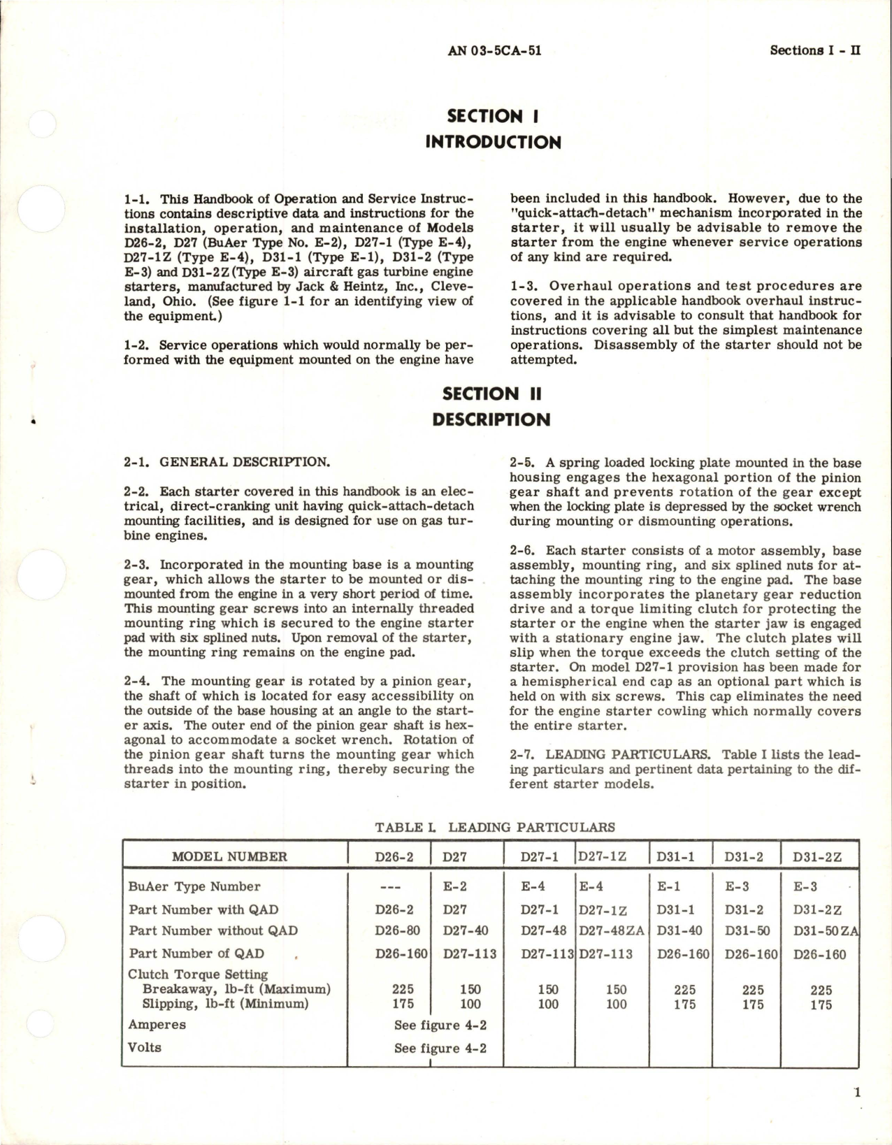 Sample page 5 from AirCorps Library document: Operation and Service Instructions for Electric Starters