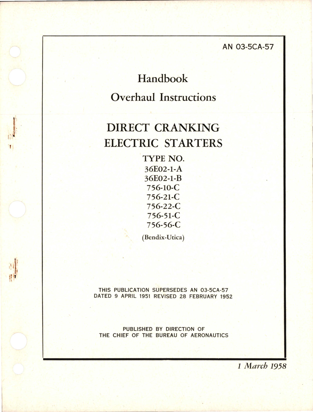 Sample page 1 from AirCorps Library document: Overhaul Instructions for Dirrect Cranking Electric Starters 