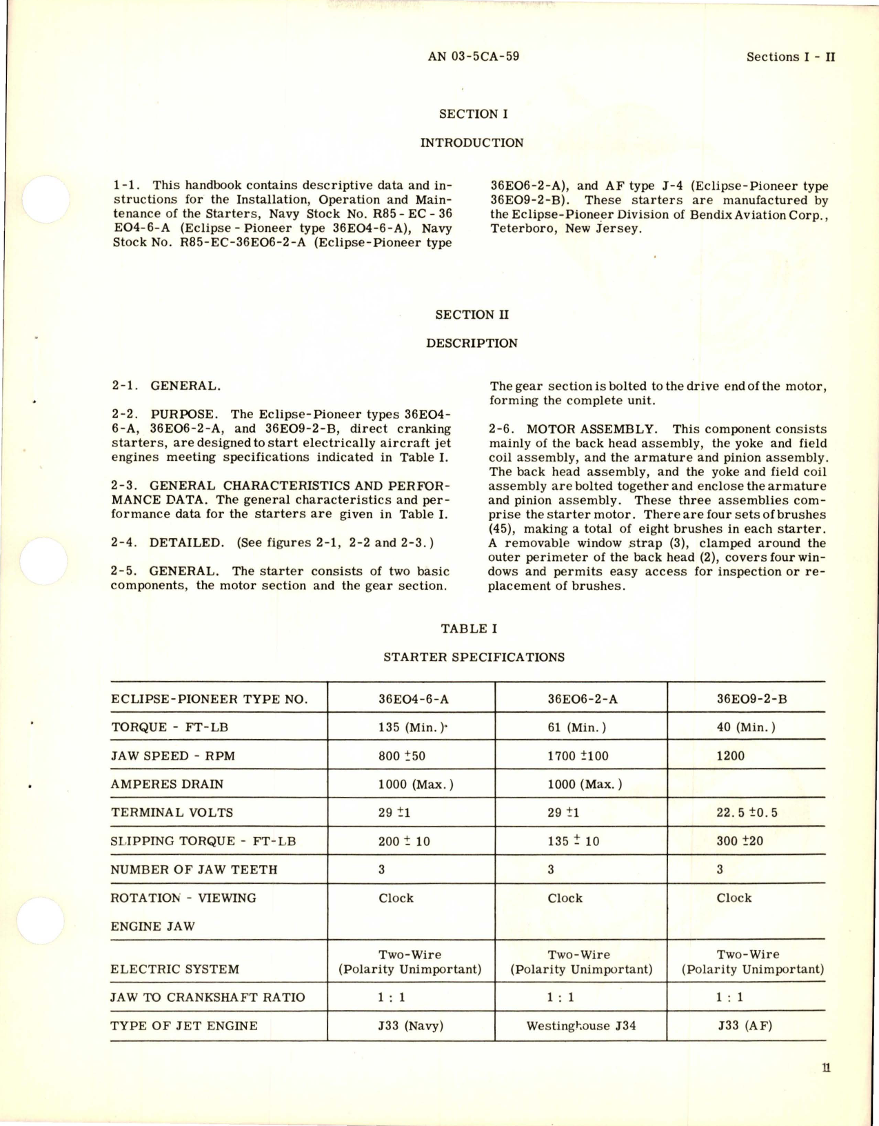 Sample page 5 from AirCorps Library document: Operation and Service Instructions for Starters - Models 36E04-6-A, 36E06-2-A, and 36E09-2-B