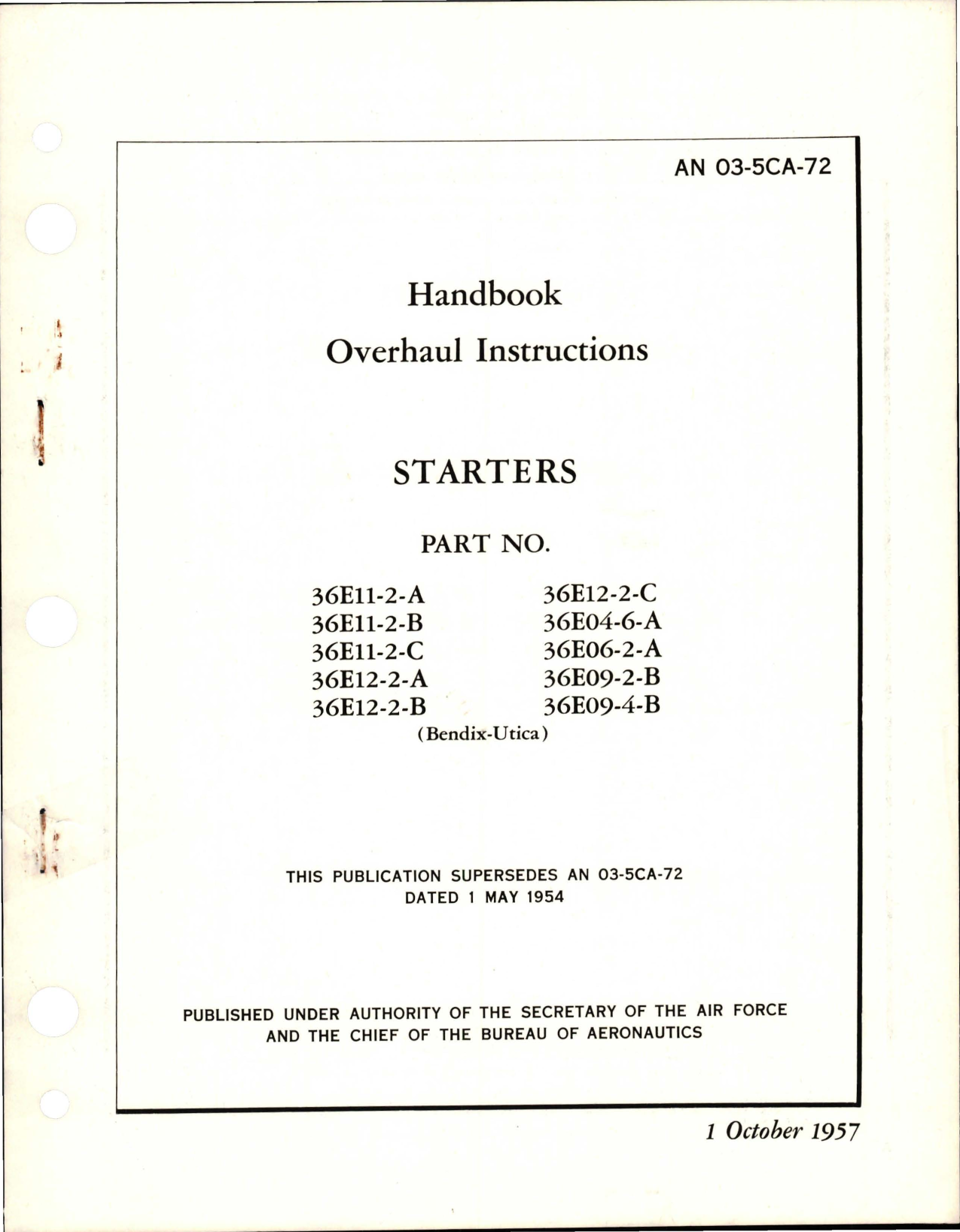 Sample page 1 from AirCorps Library document: Overhaul Instructions for Starters