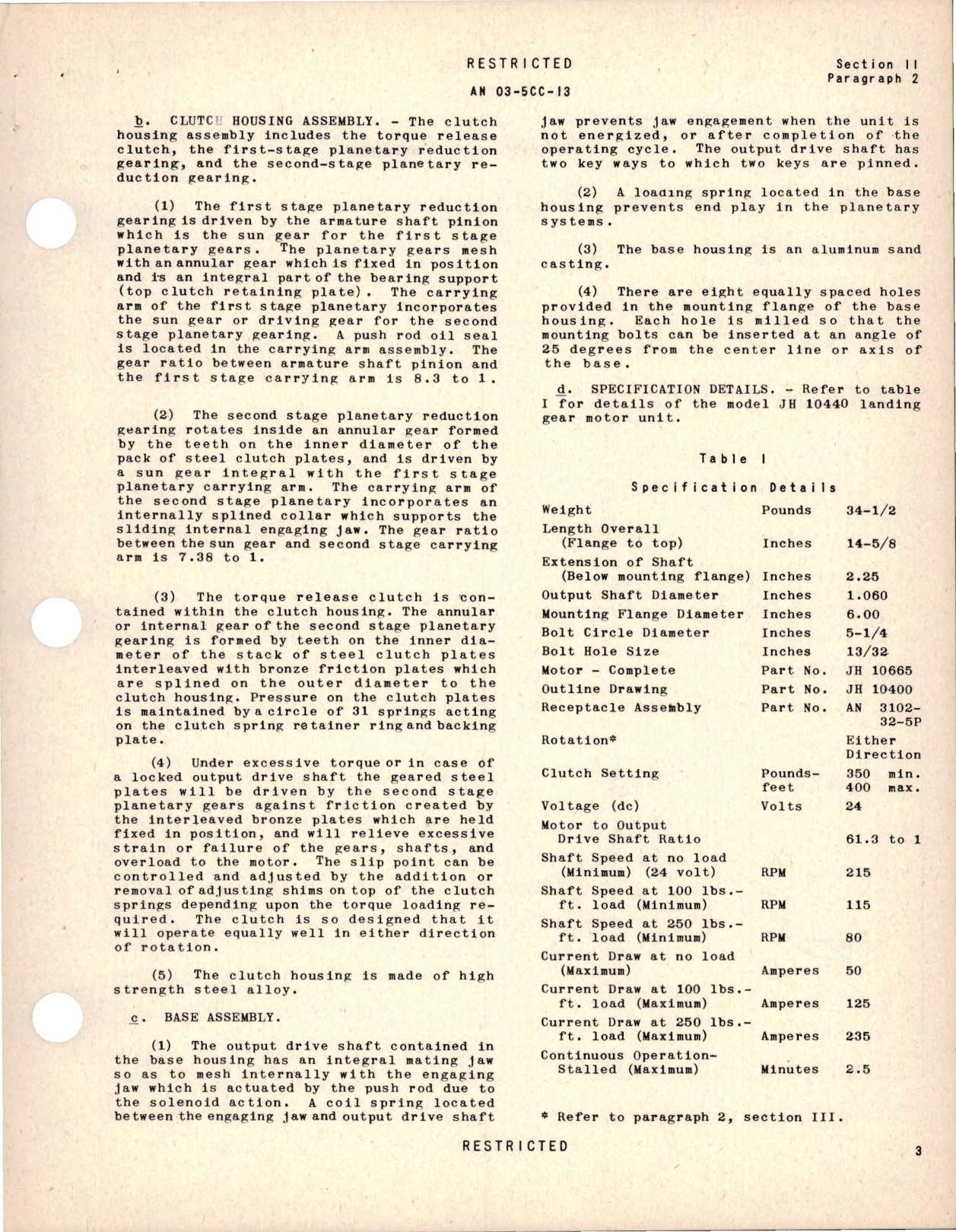 Sample page 7 from AirCorps Library document: Operation, Service and Overhaul Instructions with Parts Catalog for Landing Wheel Retracting Motor - Model JH I0440