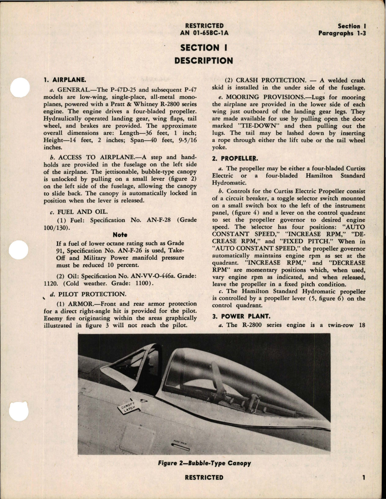 Sample page 5 from AirCorps Library document: Pilot's Flight Operating Instructions for P-47D-25, P-47D-26, P-47D-27, P-47D-28, P-47D-30 and P-47D-35