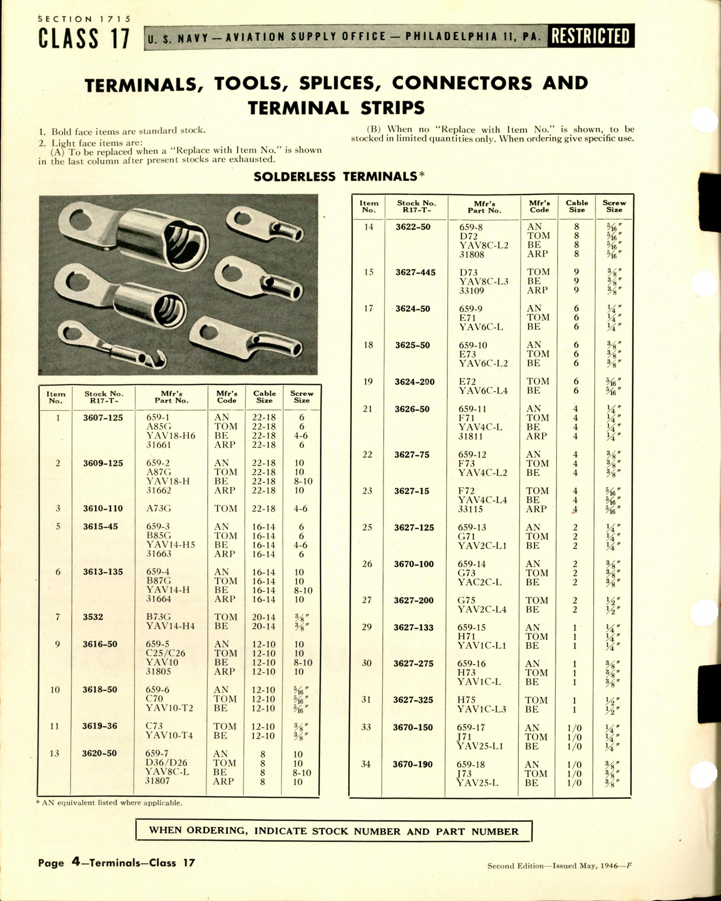 Sample page 4 from AirCorps Library document: Terminals, Tools, Splices, Connectors, & Terminal Strips
