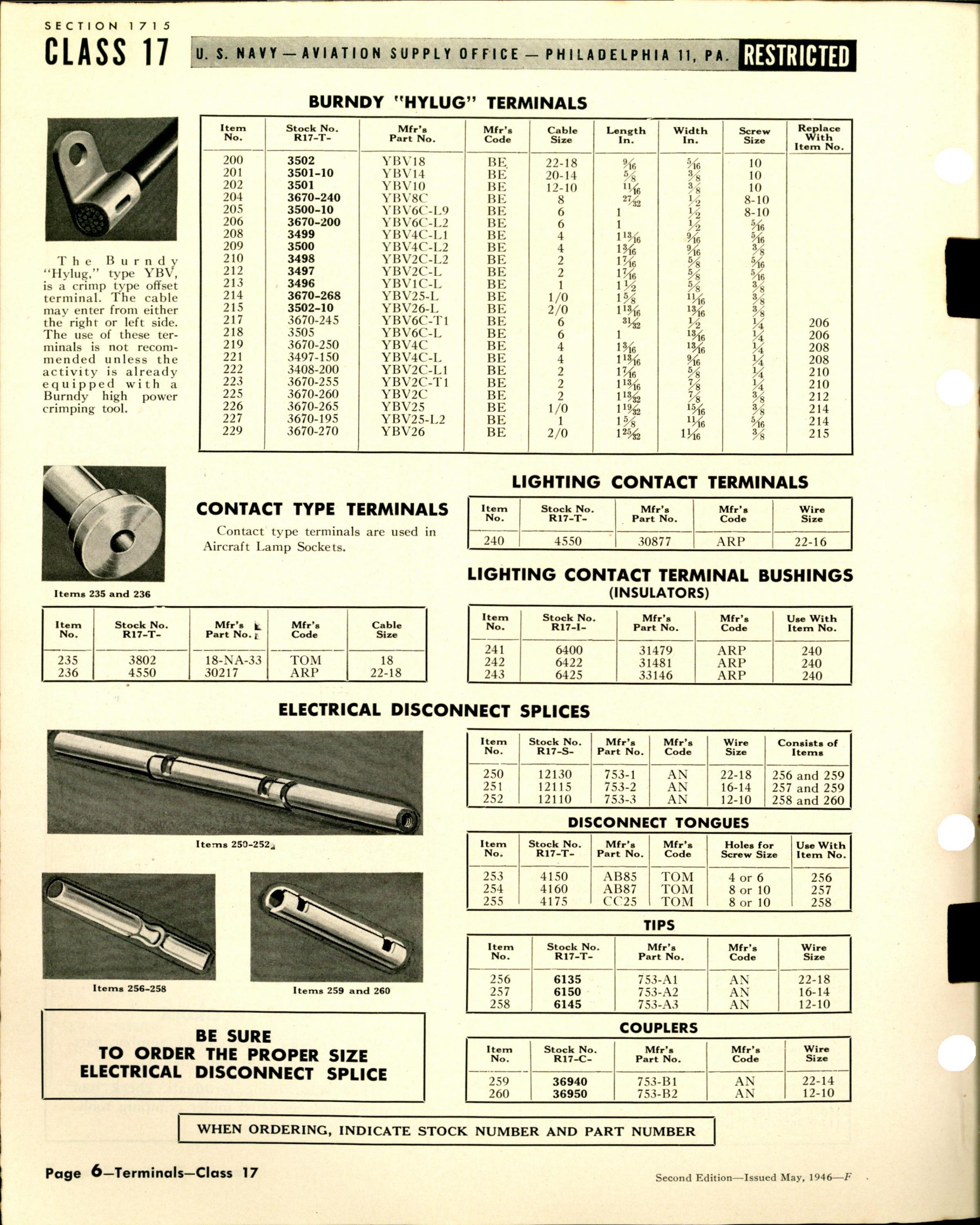 Sample page 6 from AirCorps Library document: Terminals, Tools, Splices, Connectors, & Terminal Strips