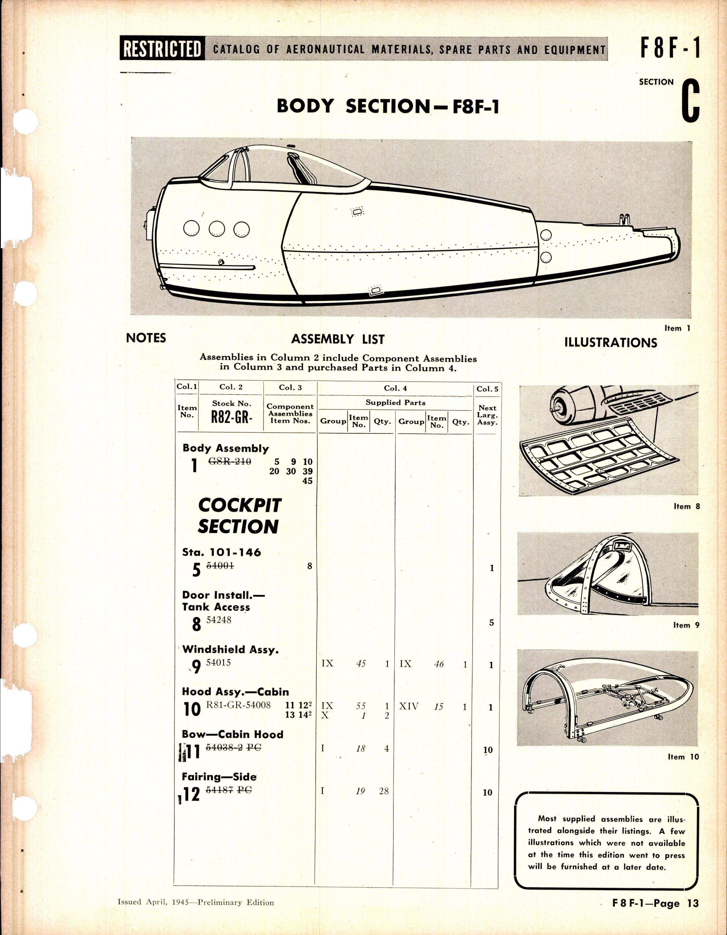 Sample page 13 from AirCorps Library document: F8F-1 Bearcat Airframe Spare Parts