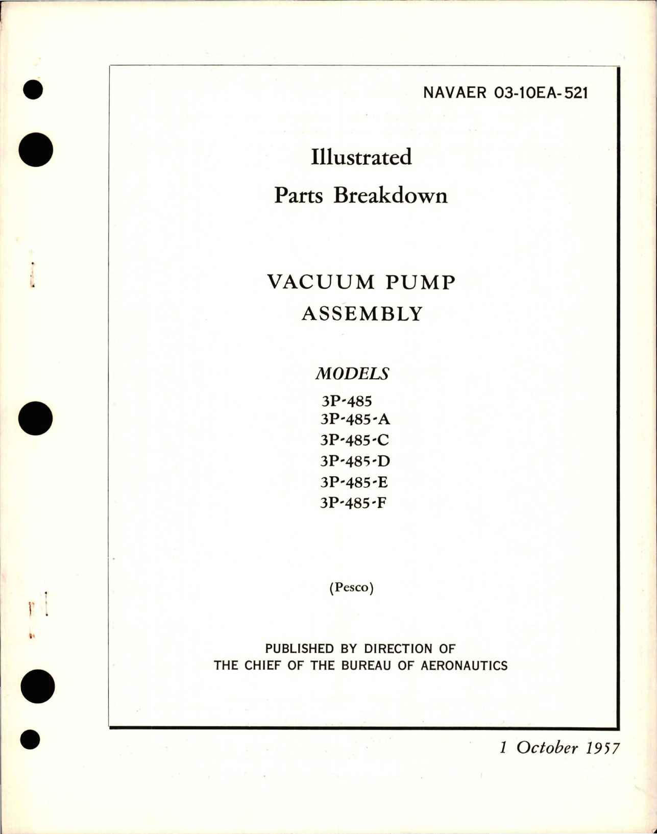 Sample page 1 from AirCorps Library document: Illustrated Parts Breakdown for Vacuum Pump Assembly