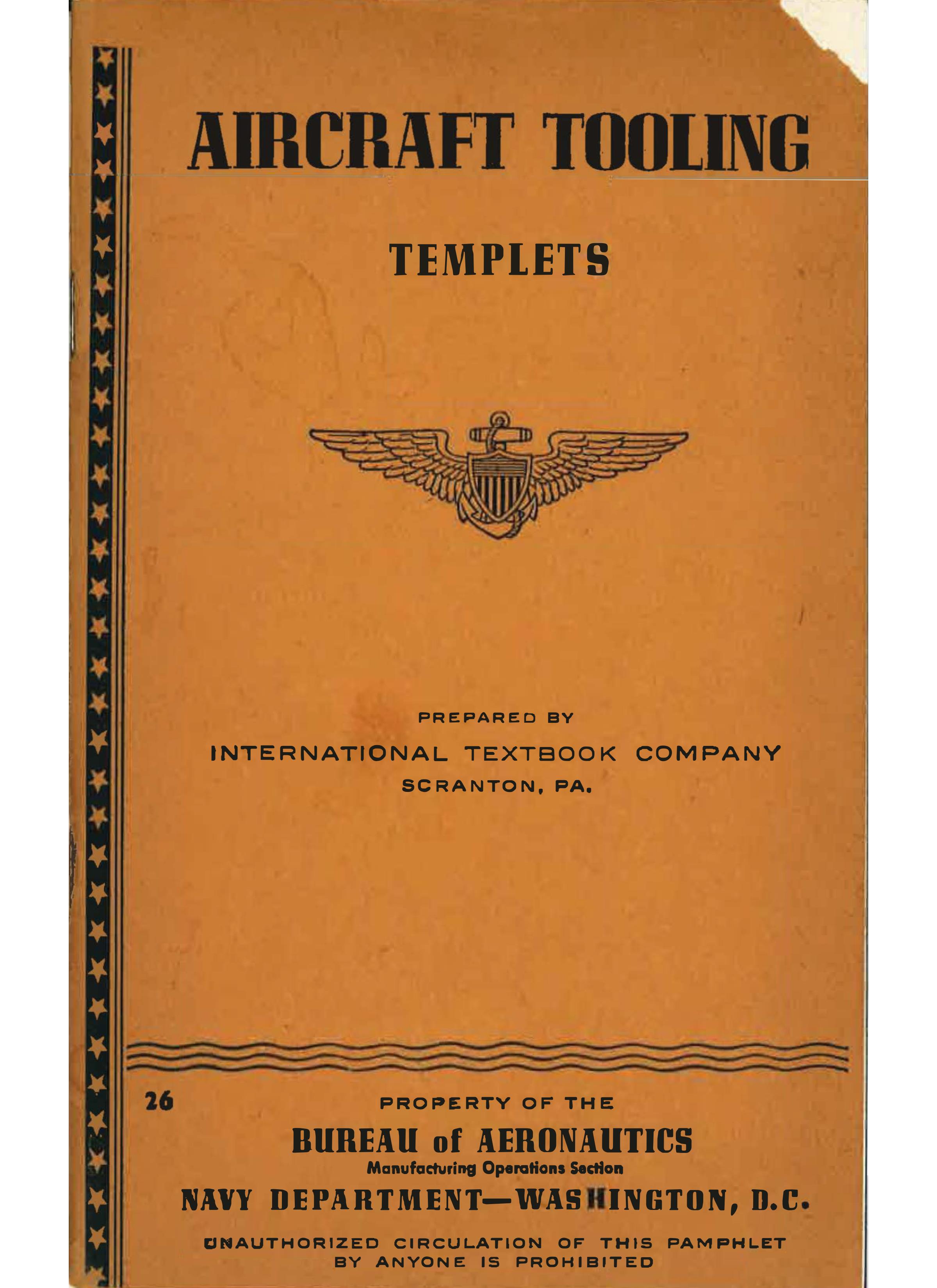 Sample page 1 from AirCorps Library document: Aircraft Tooling - Templets - Bureau of Aeronautics