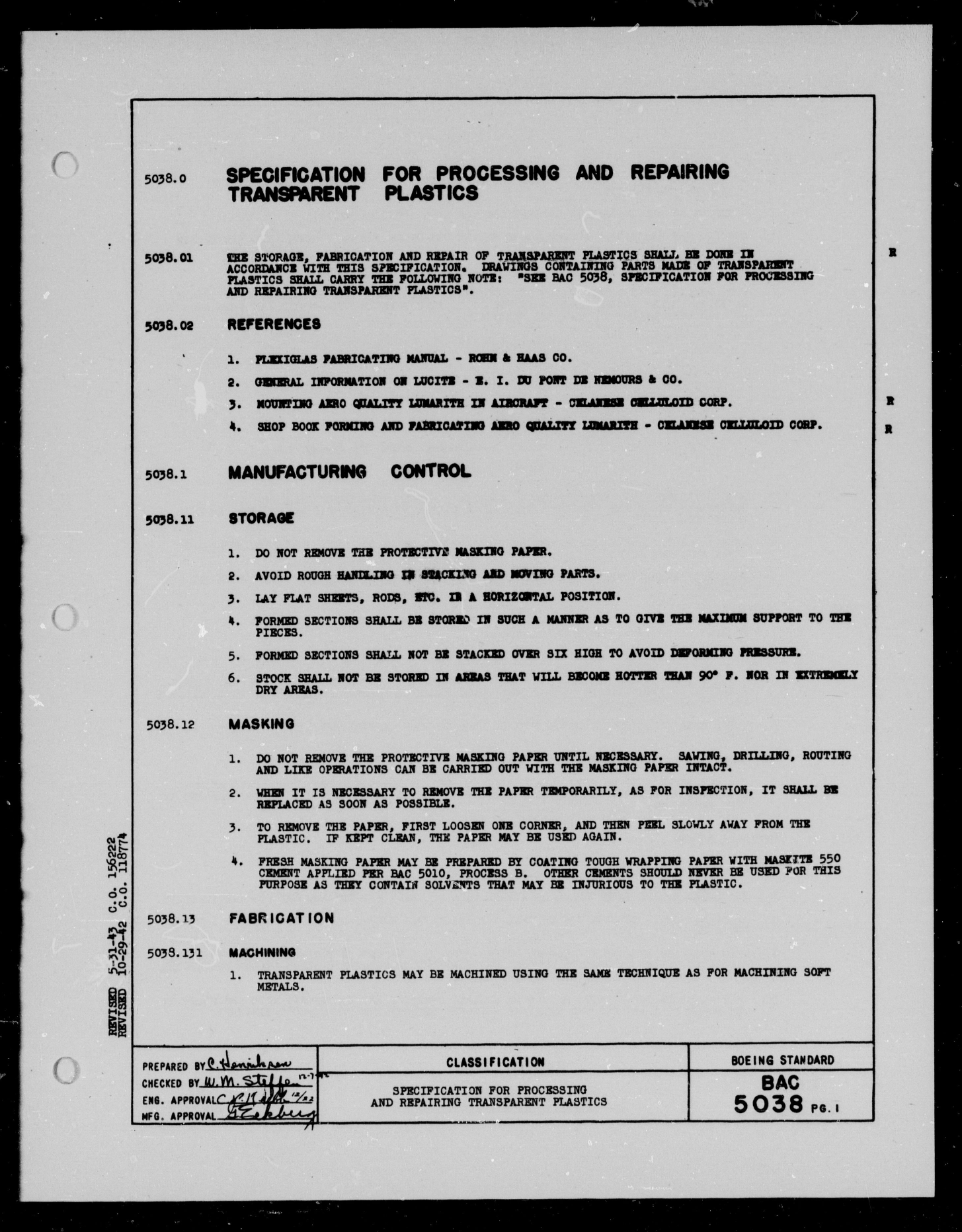 Sample page 1 from AirCorps Library document: Processing and Replacing Transparent Plastics