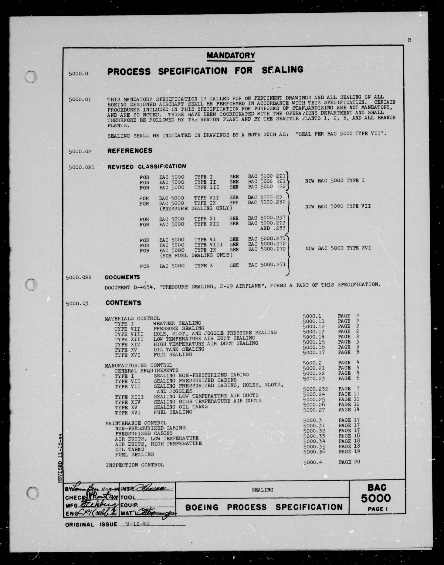 Sample page 1 from AirCorps Library document: Process Specification for Sealing