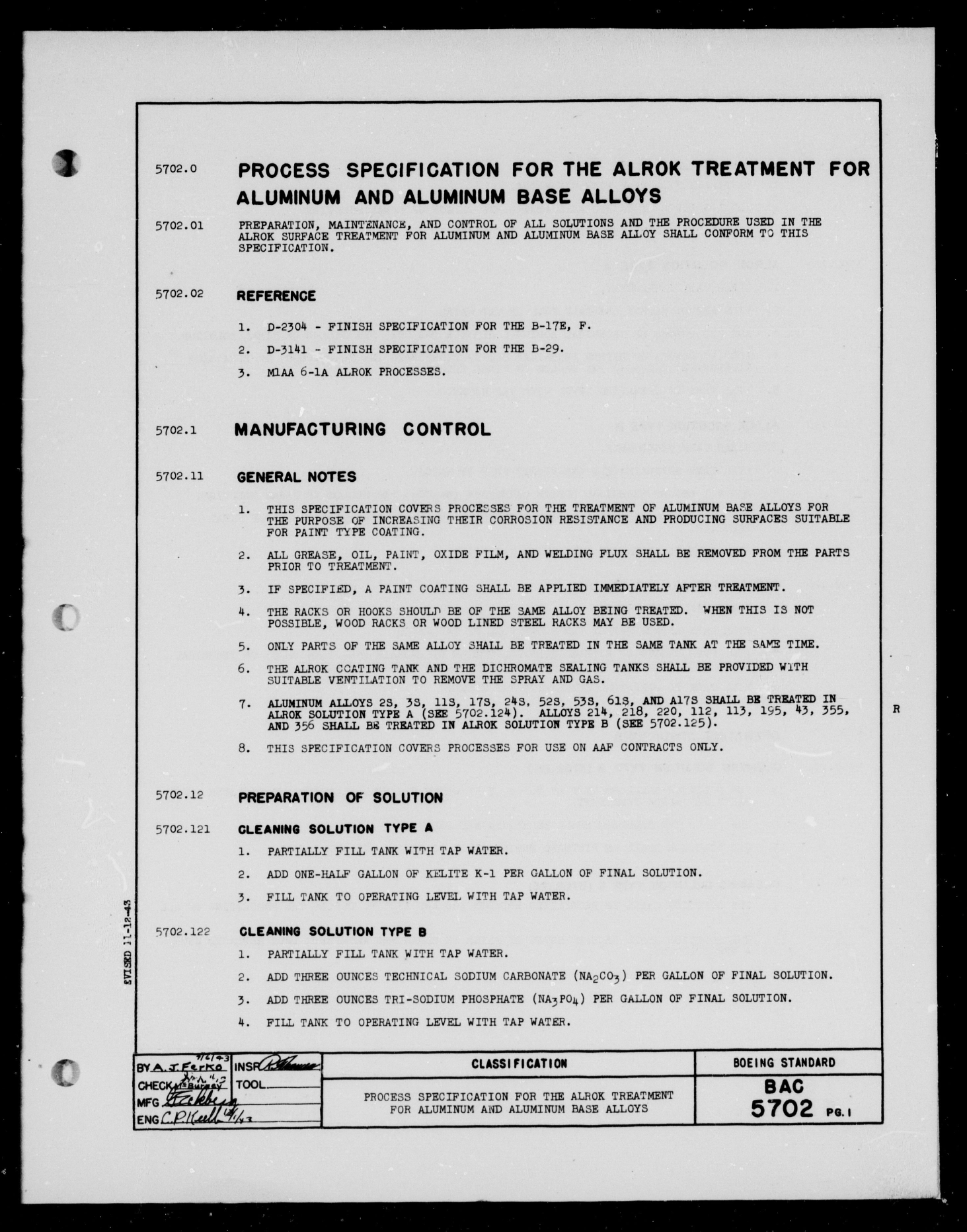 Sample page 1 from AirCorps Library document: Alrok Treatment for Aluminum and Aluminum Base Alloys