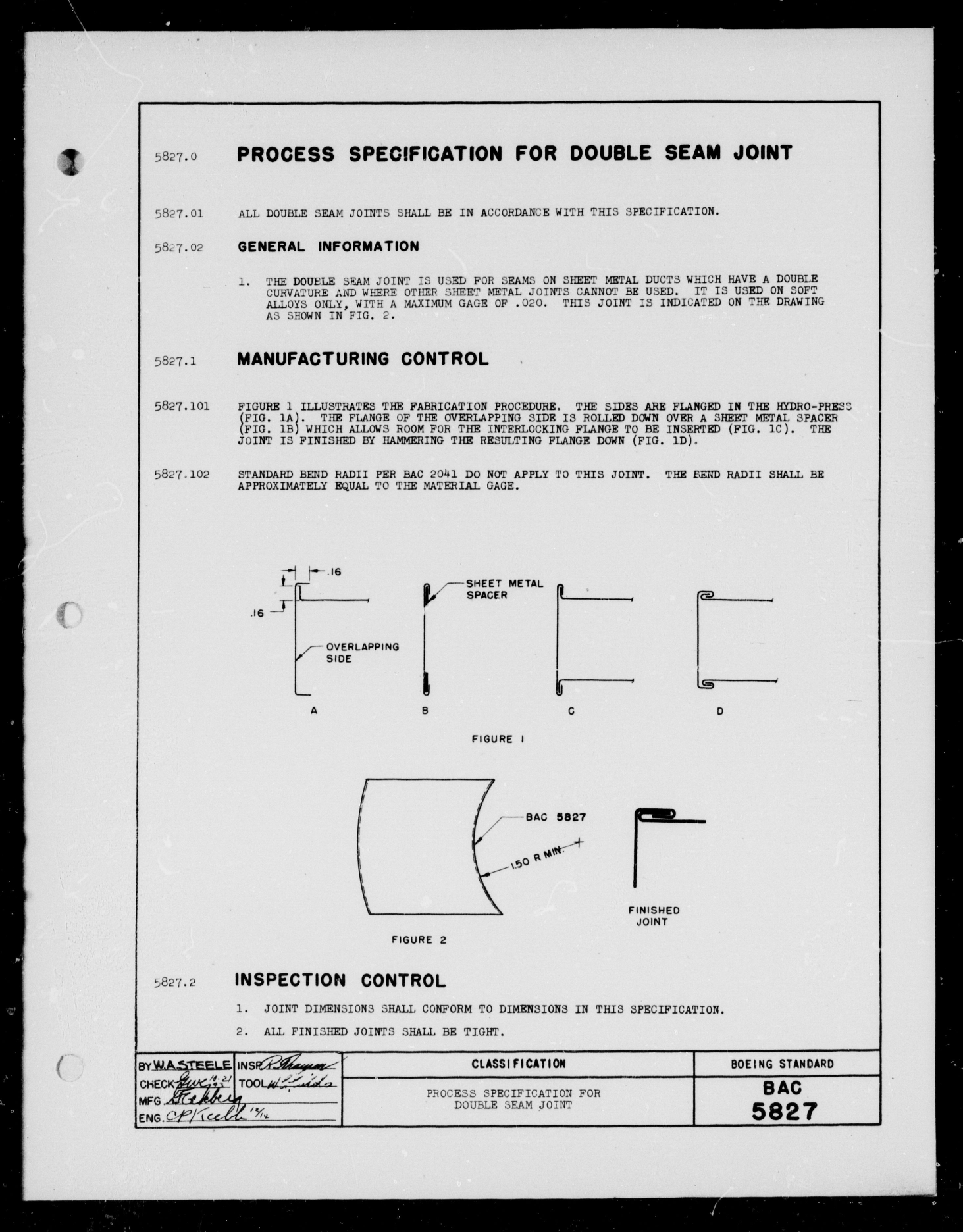 Sample page 1 from AirCorps Library document: Double Seam Joint