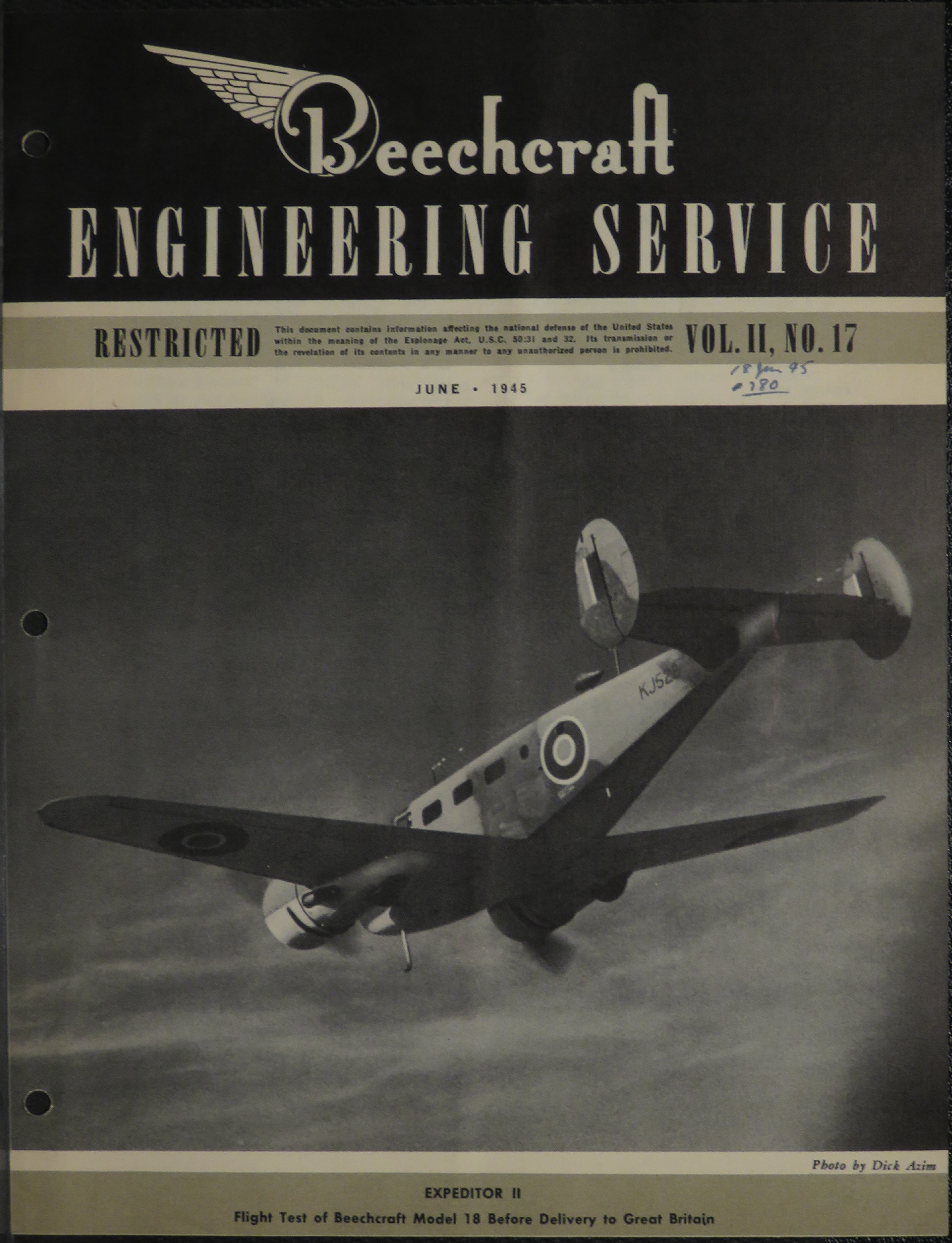 Sample page 1 from AirCorps Library document: Vol. II, No. 17 - Beechcraft Engineering Service