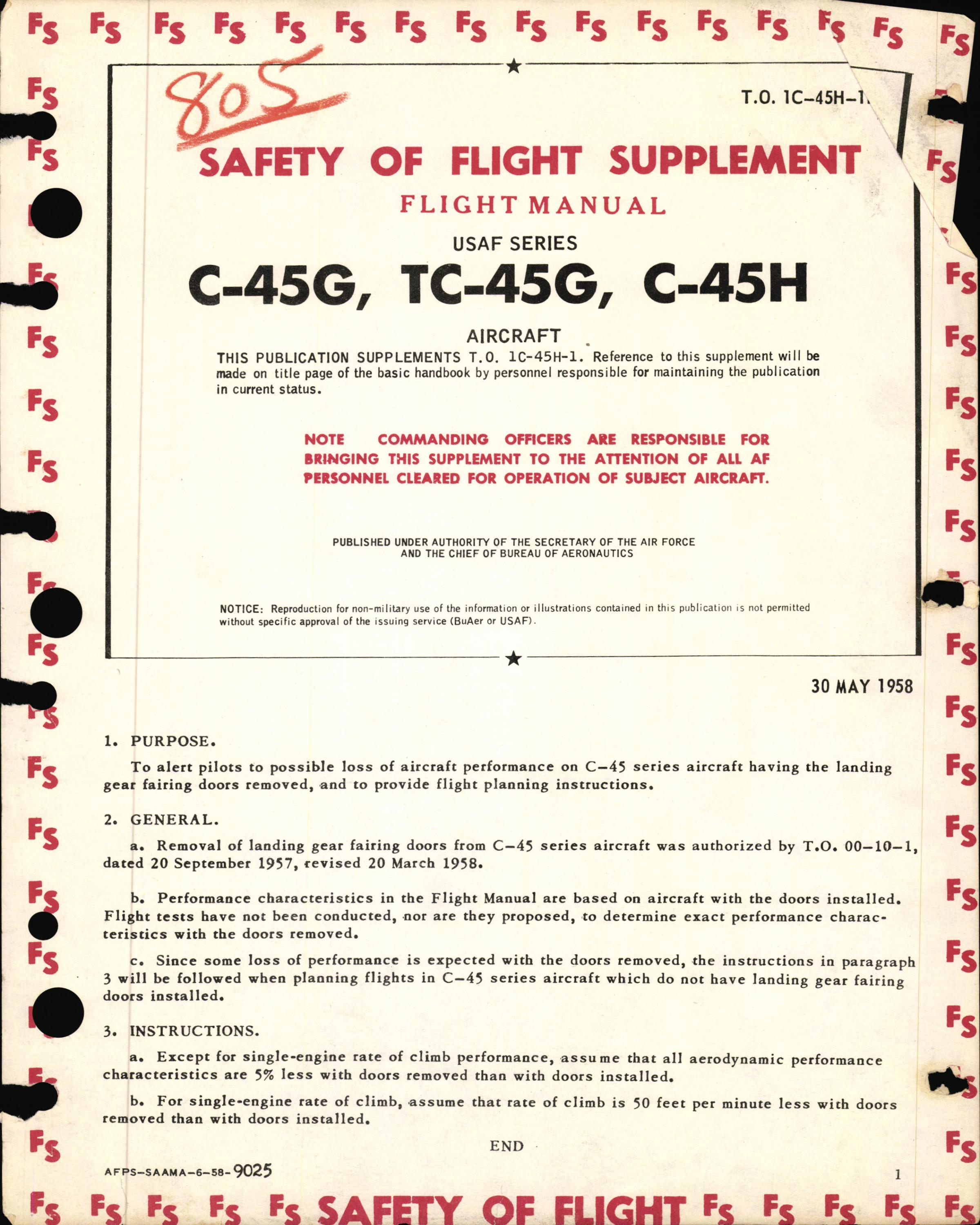 Sample page  3 from AirCorps Library document: C-45 Safety of Flight Supplement