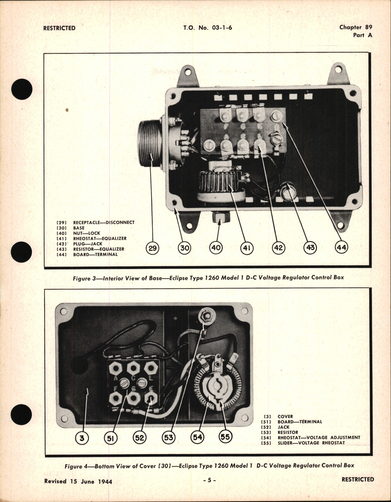 Sample page 5 from AirCorps Library document: Operating and Service Instructions for D-C Pile Voltage Regulator Control Box, Type 1260 Model 1, Ch 89 Part A