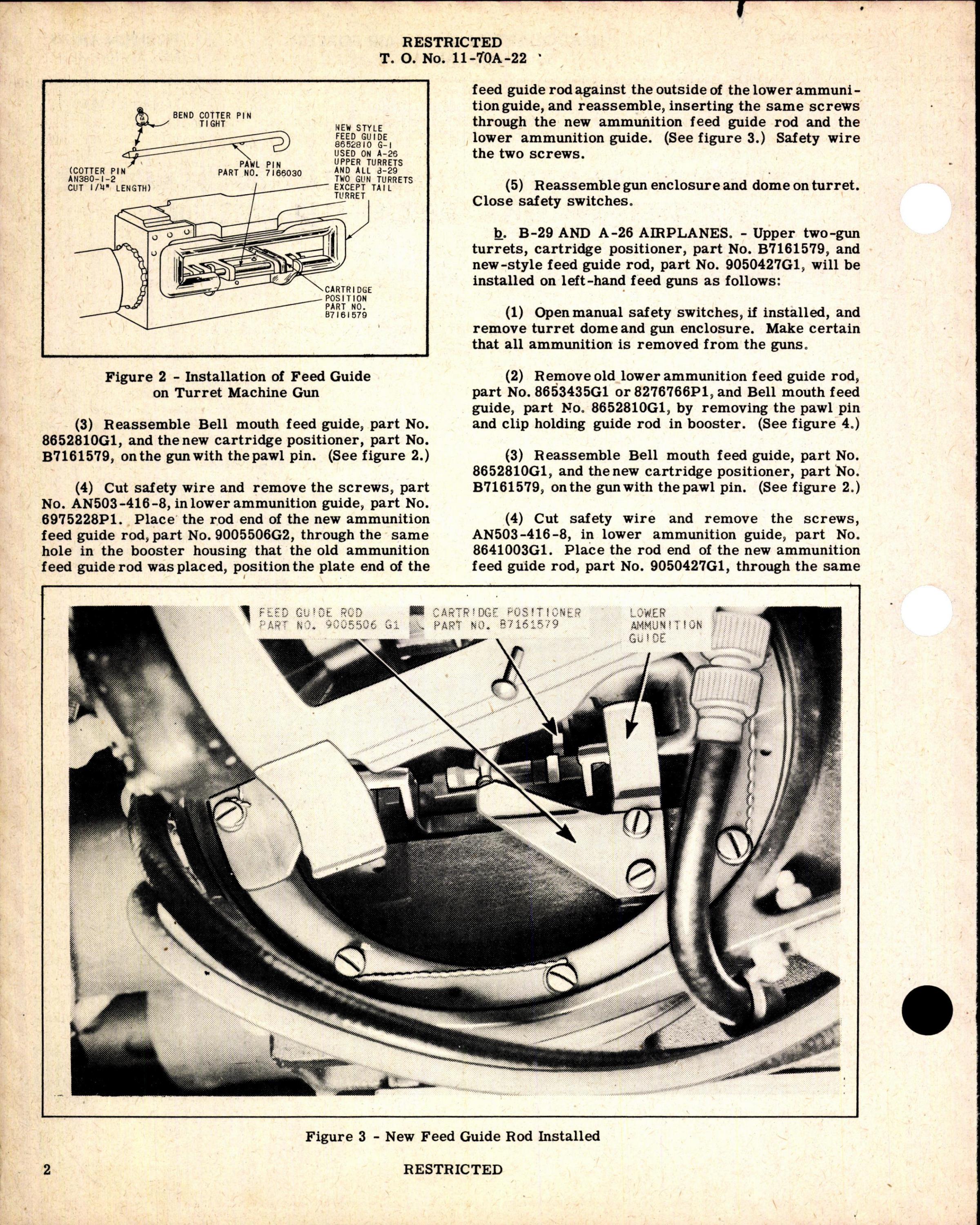 Sample page 2 from AirCorps Library document: Installation of Cartridge Positioners, Replacement of Feed Guide Rods