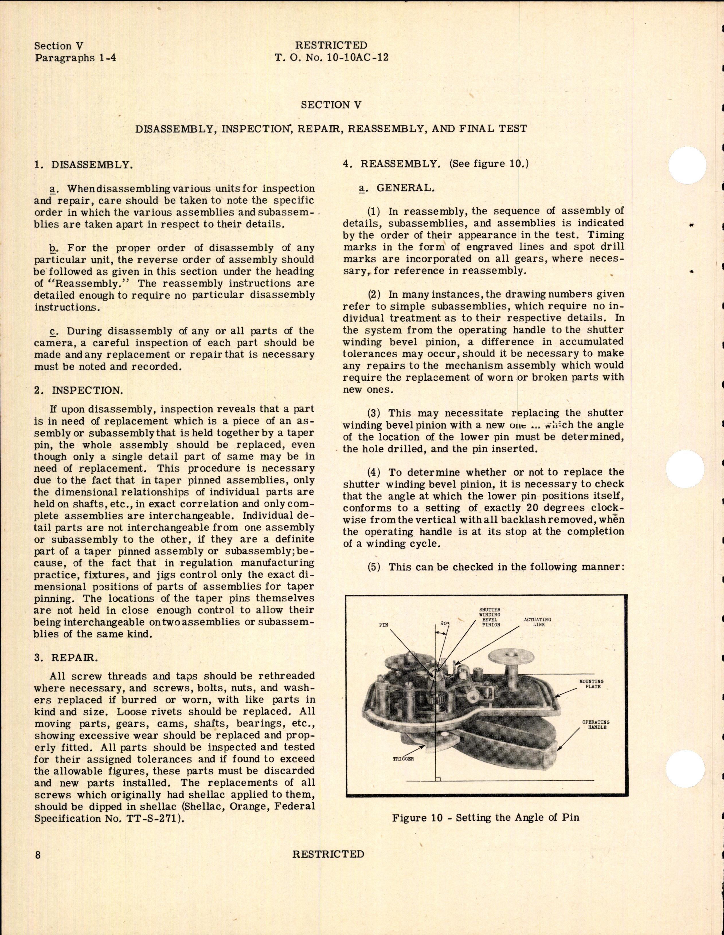Sample page 10 from AirCorps Library document: Oper, Service & Overhaul w/ Parts Catalog for Type K-20 Aircraft Camera