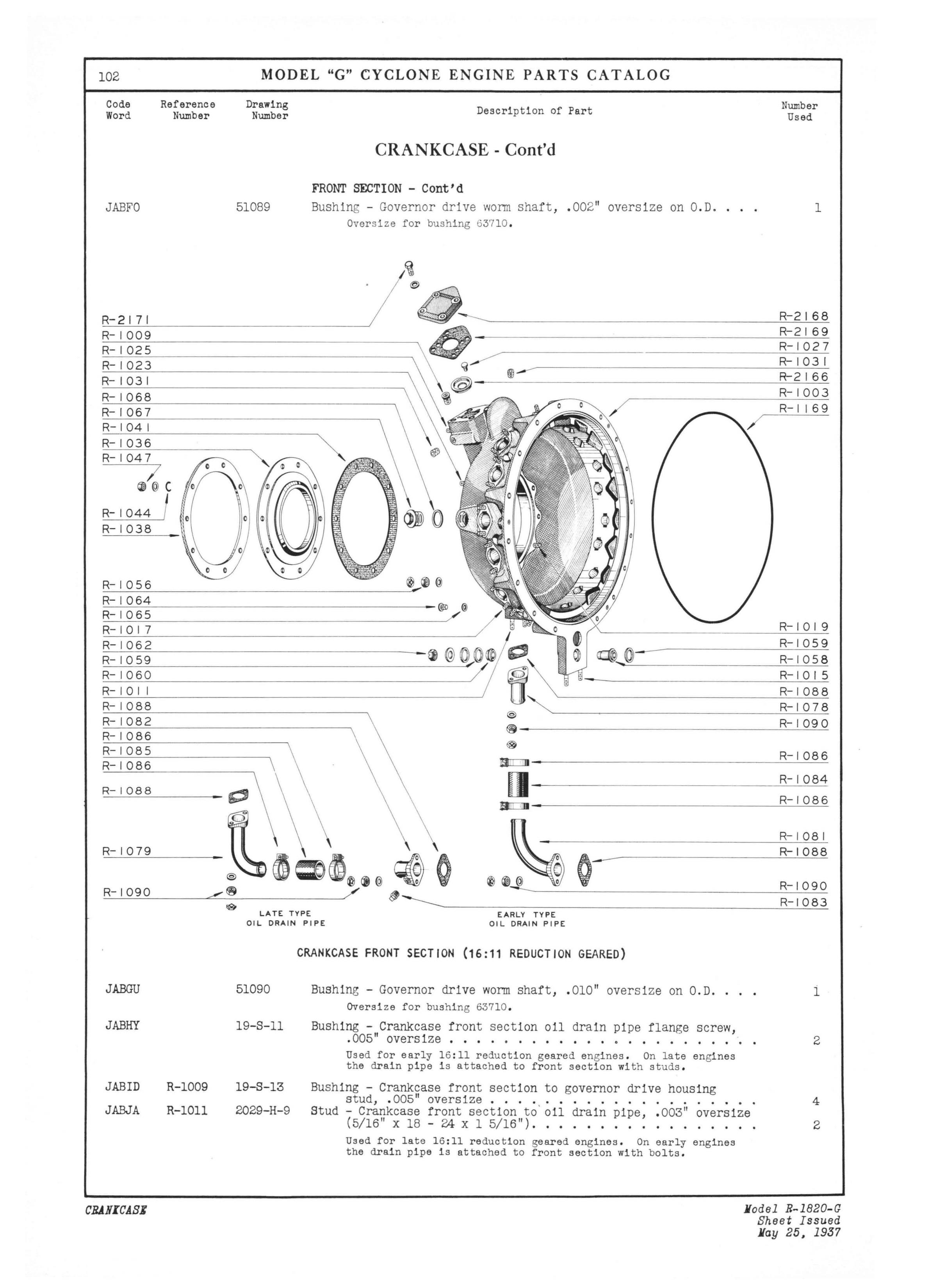 Sample page 12 from AirCorps Library document: Parts Catalog for Wright Cyclone Engines R-1820-G (Excluding -100 Series)