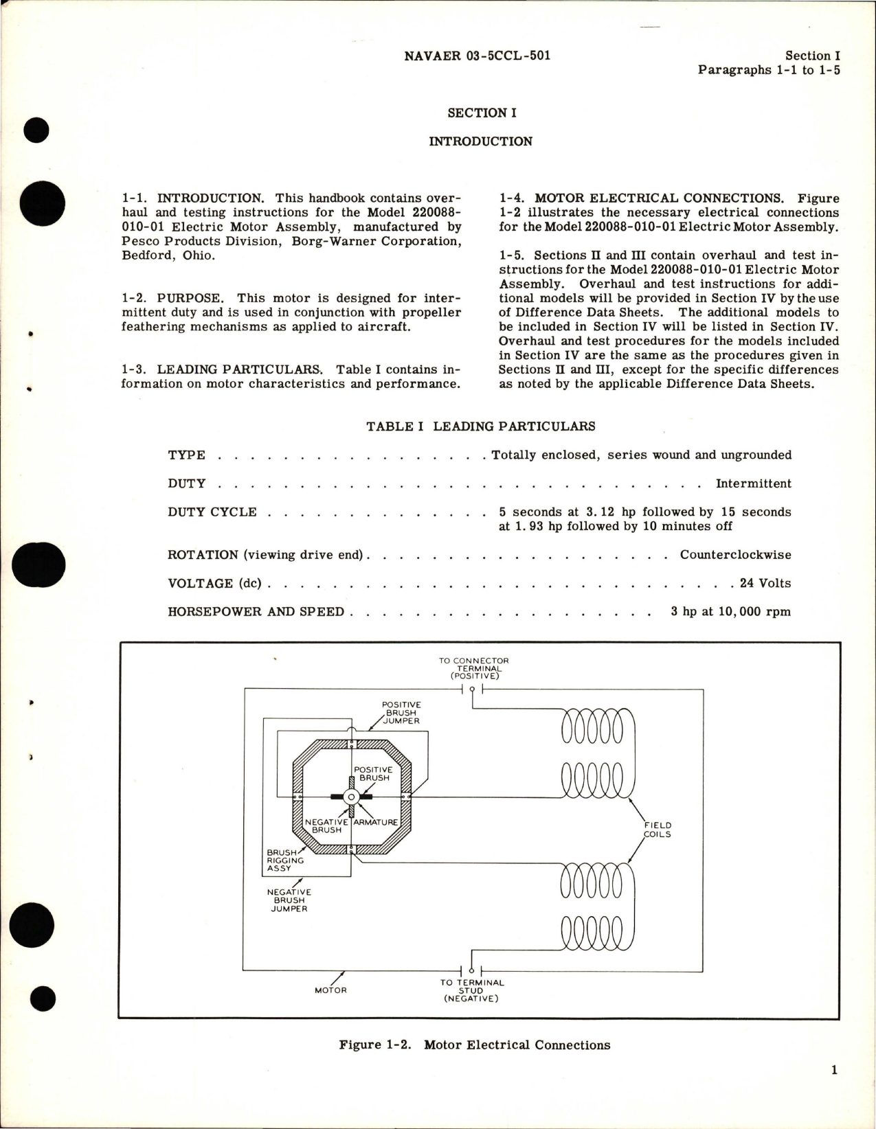 Sample page 5 from AirCorps Library document: Overhaul Instructions for Electric Motor Assembly - Model 220088-010-01