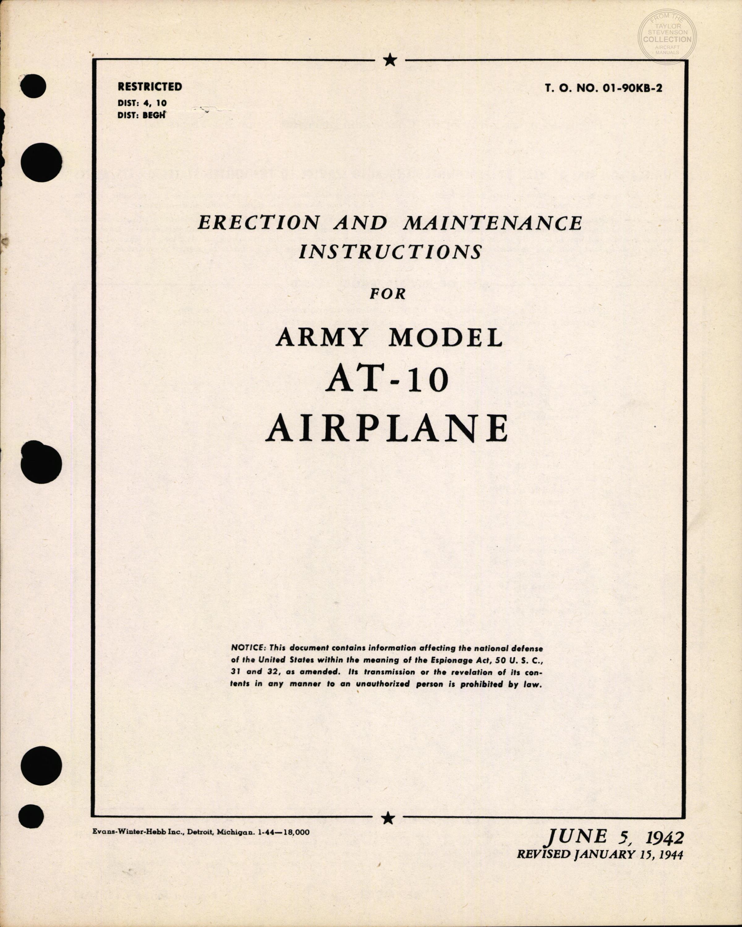 Sample page 1 from AirCorps Library document: Erection & Maintenance Instructions - AT-10 