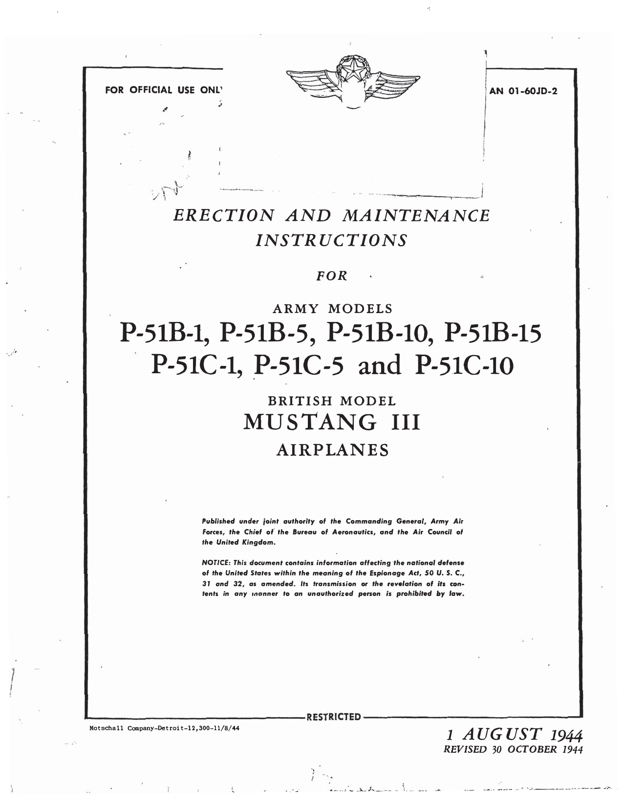 Sample page 1 from AirCorps Library document: Erection & Maintenance - P-51B P-51C