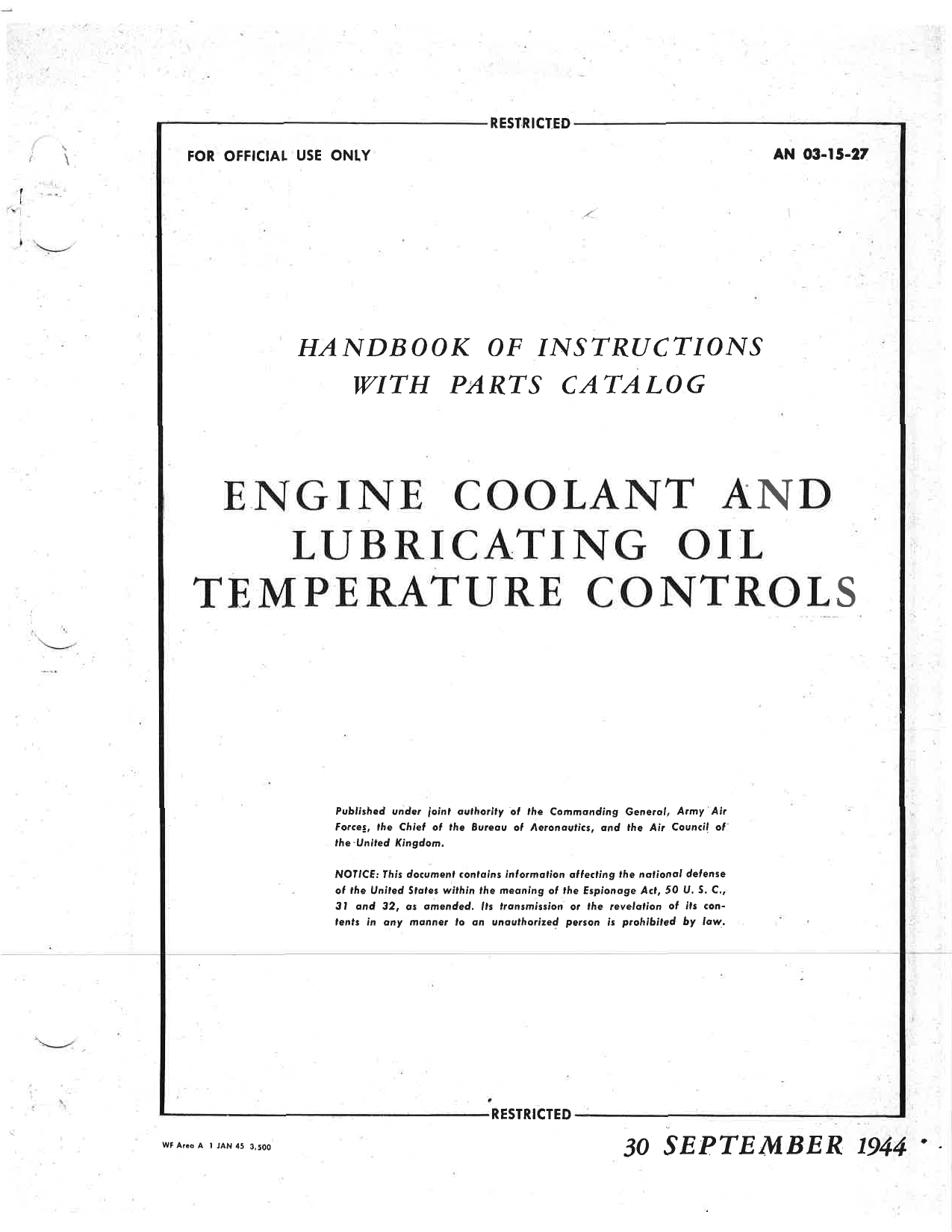 Sample page 1 from AirCorps Library document: Engine Coolant and Lubricating Oil Temperature Controls