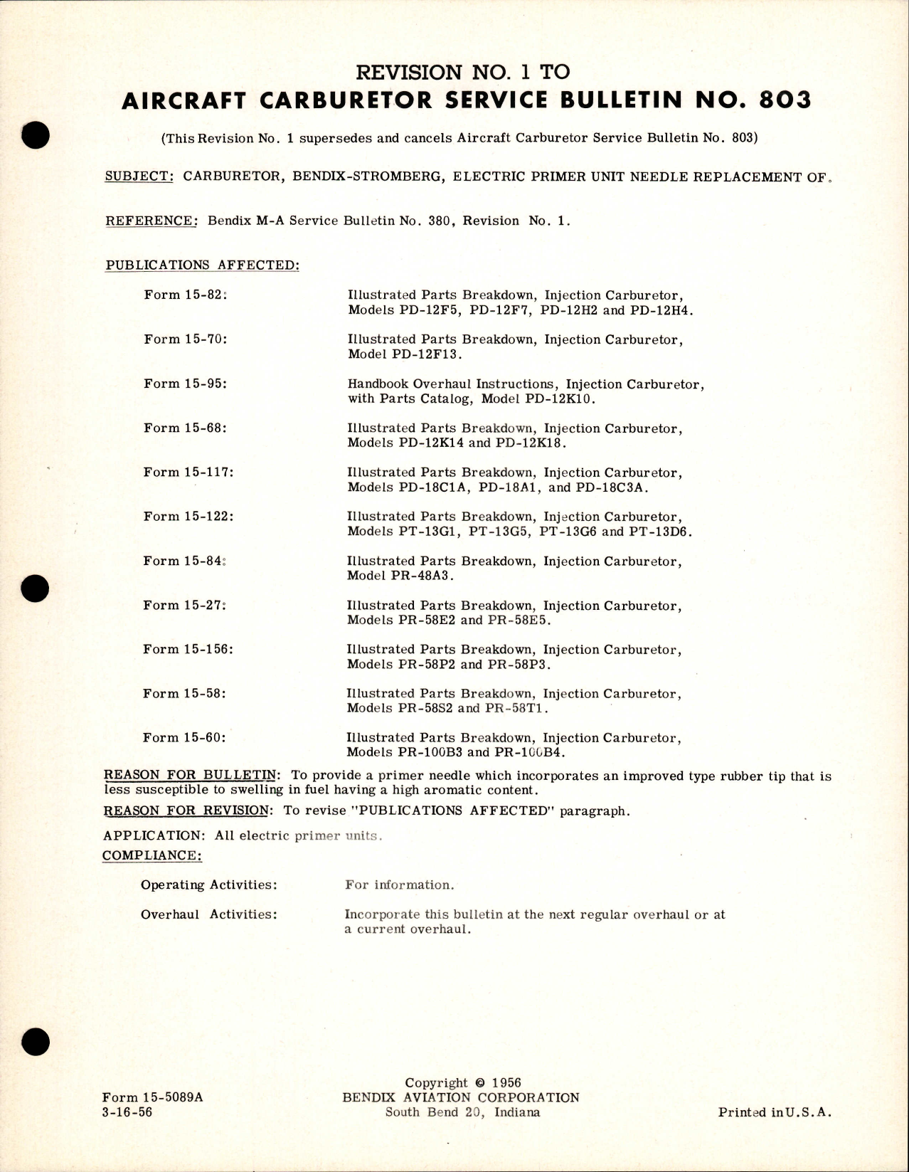 Sample page 1 from AirCorps Library document: Carburetor, Bendix Stromberg, Electric Primer Unit Needle Replacement