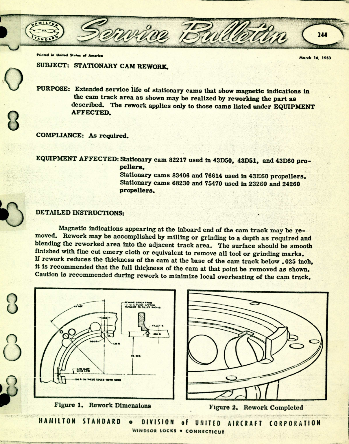 Sample page 1 from AirCorps Library document: Stationary Cam Rework