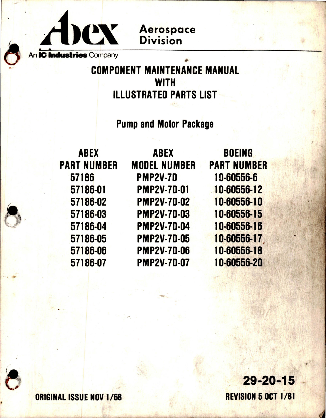 Sample page 1 from AirCorps Library document: Maintenance Instructions with Illustrated Parts List for Pump and Motor Package 
