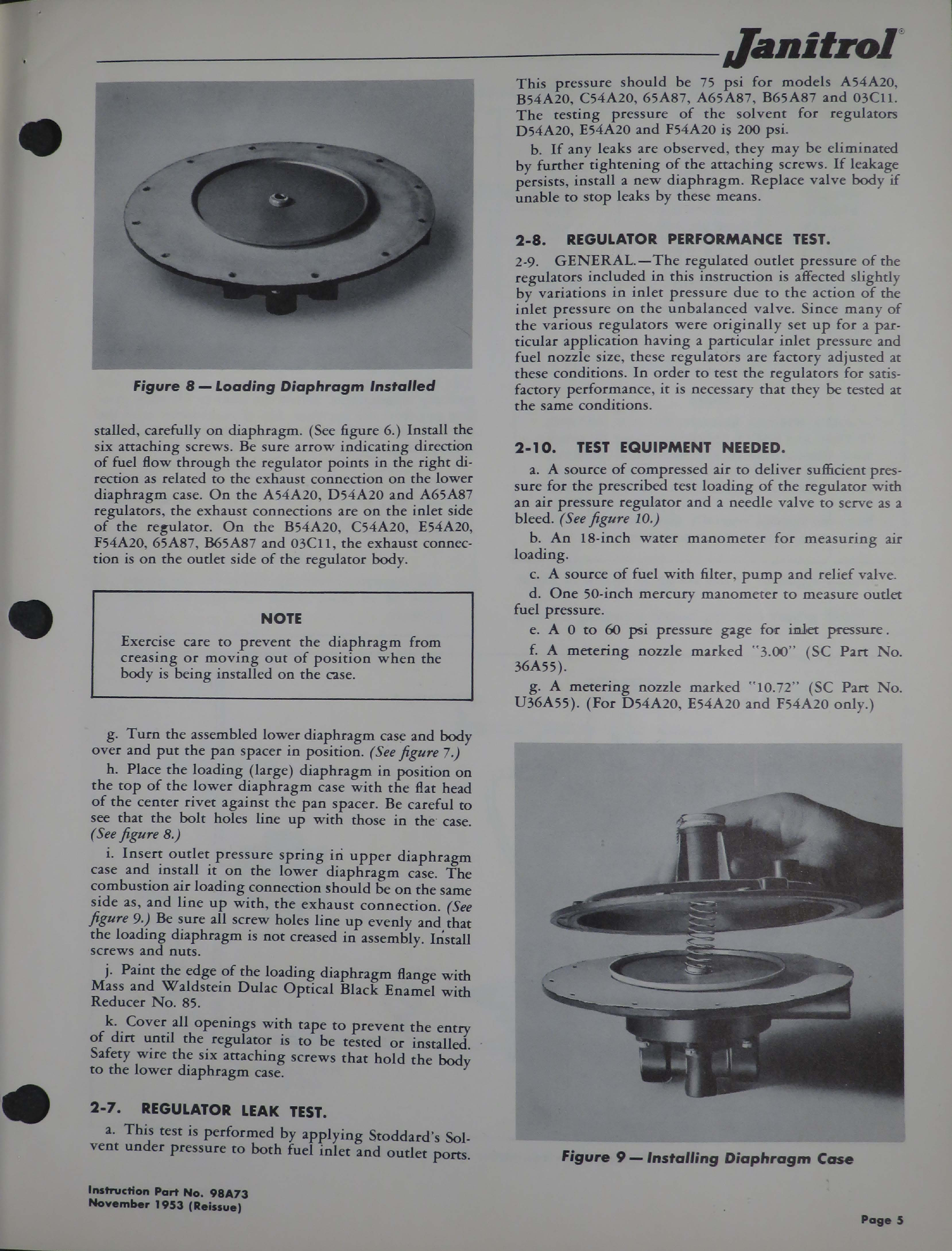 Sample page 5 from AirCorps Library document: Maintenance Instructions for Air Loaded Fuel Pressure Regulator - Series 54A20, 65A87 and 03C11