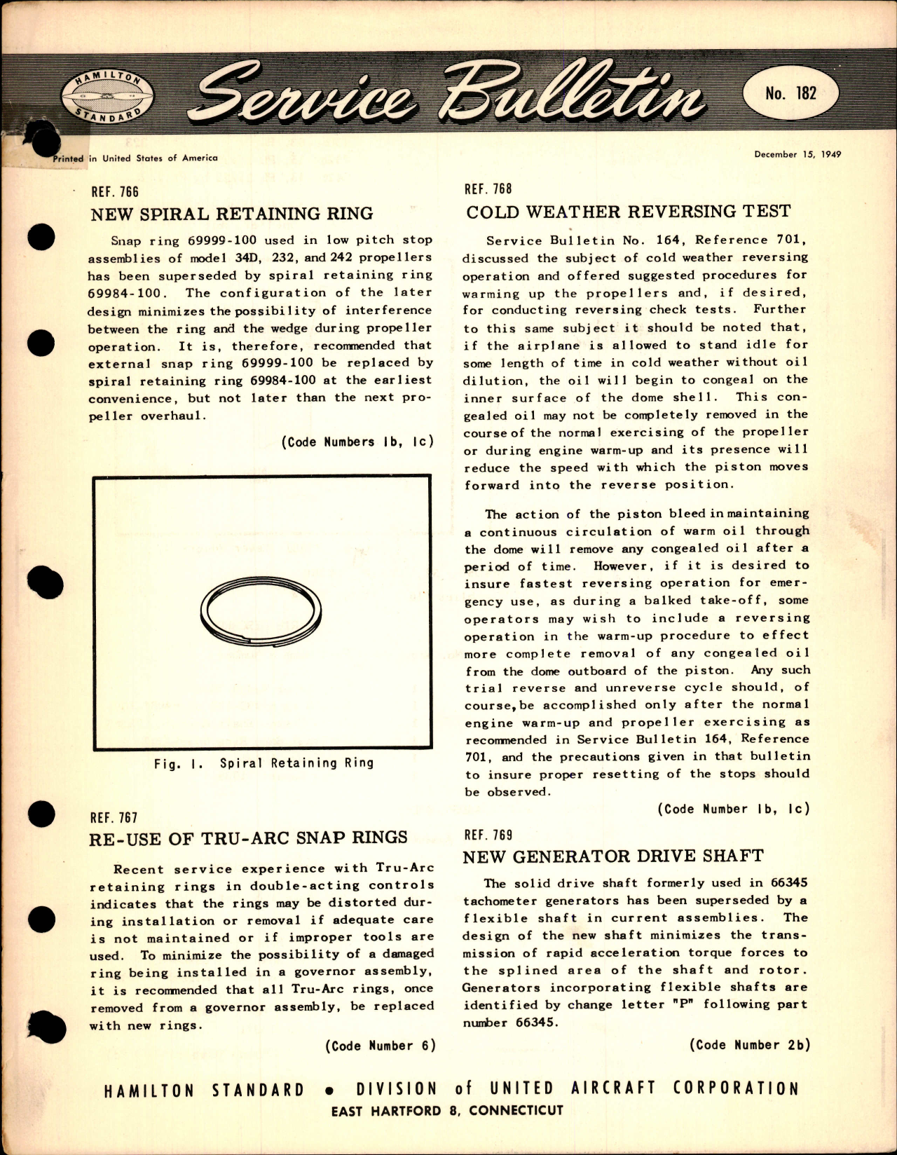 Sample page 1 from AirCorps Library document: New Spiral Retaining Ring, Ref 766