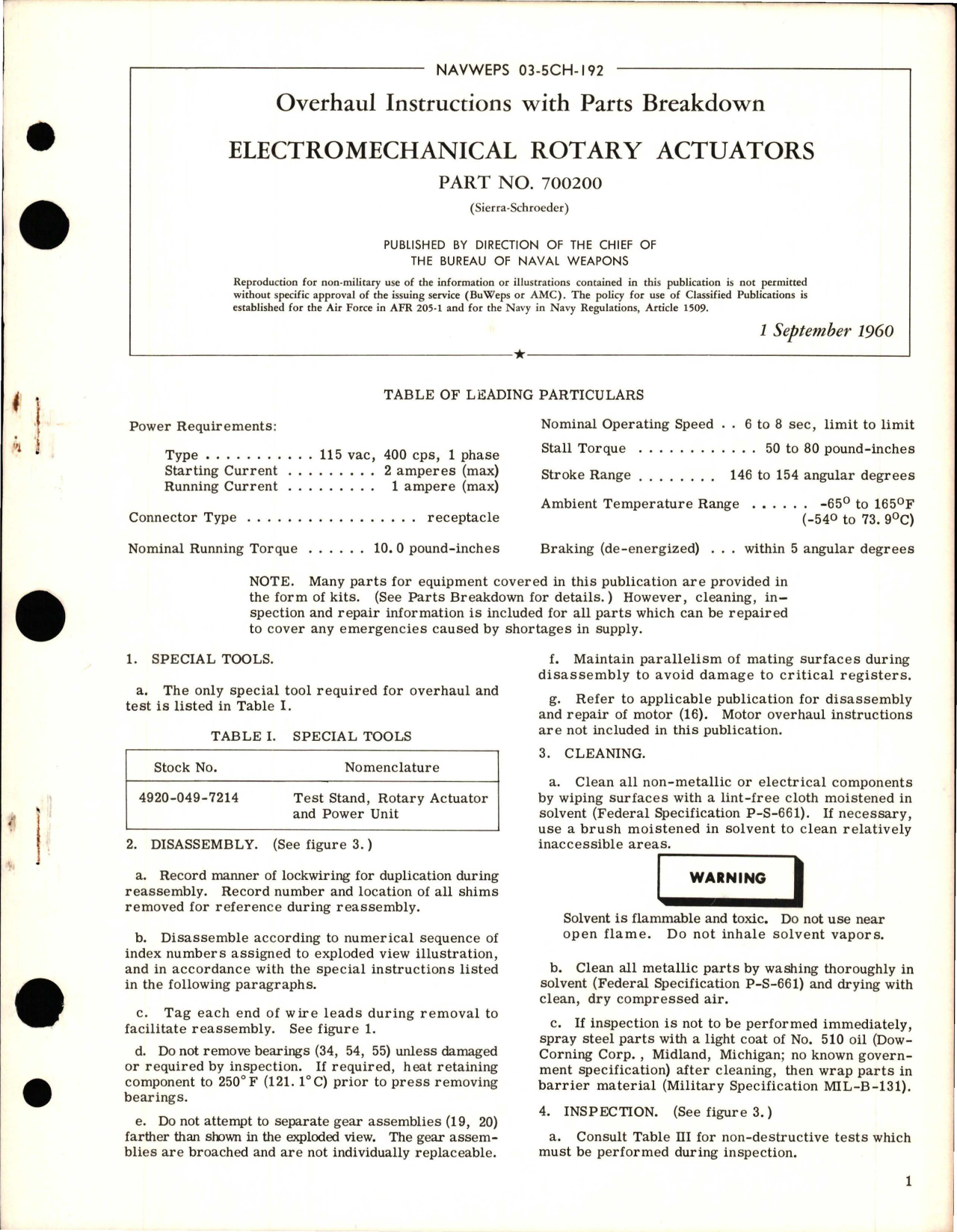 Sample page 1 from AirCorps Library document: Overhaul Instructions with Parts Breakdown for Electromechanical Rotary Actuators - Part 700200