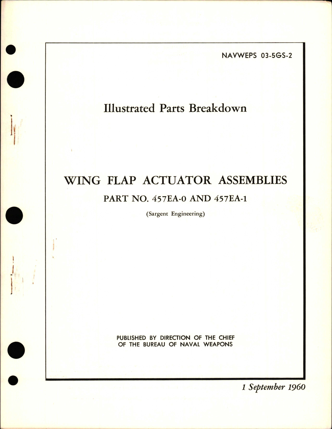 Sample page 1 from AirCorps Library document: Illustrated Parts Breakdown for Wing Flap Actuator Assembly - Parts 457EA-0 and 457EA-1