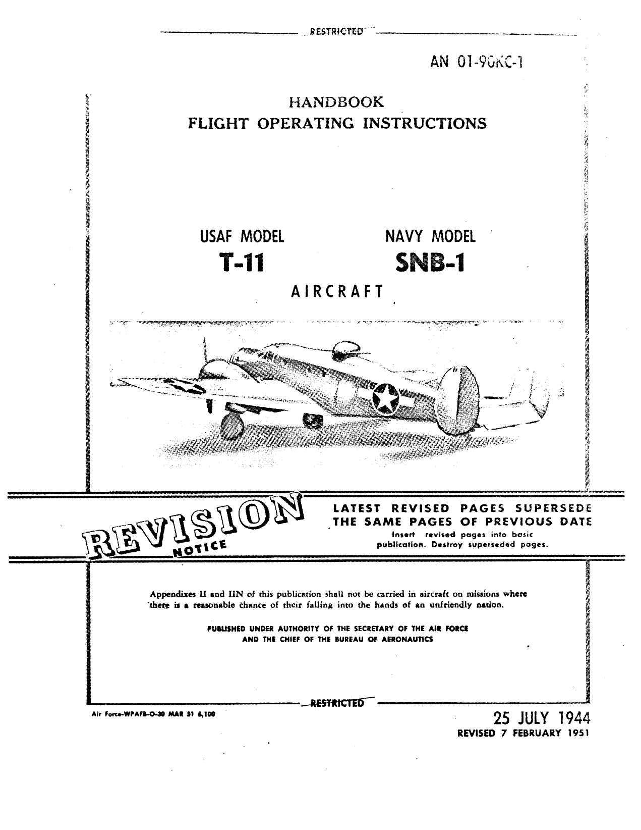 Sample page 1 from AirCorps Library document: Flight Operating Instructions - AT-11