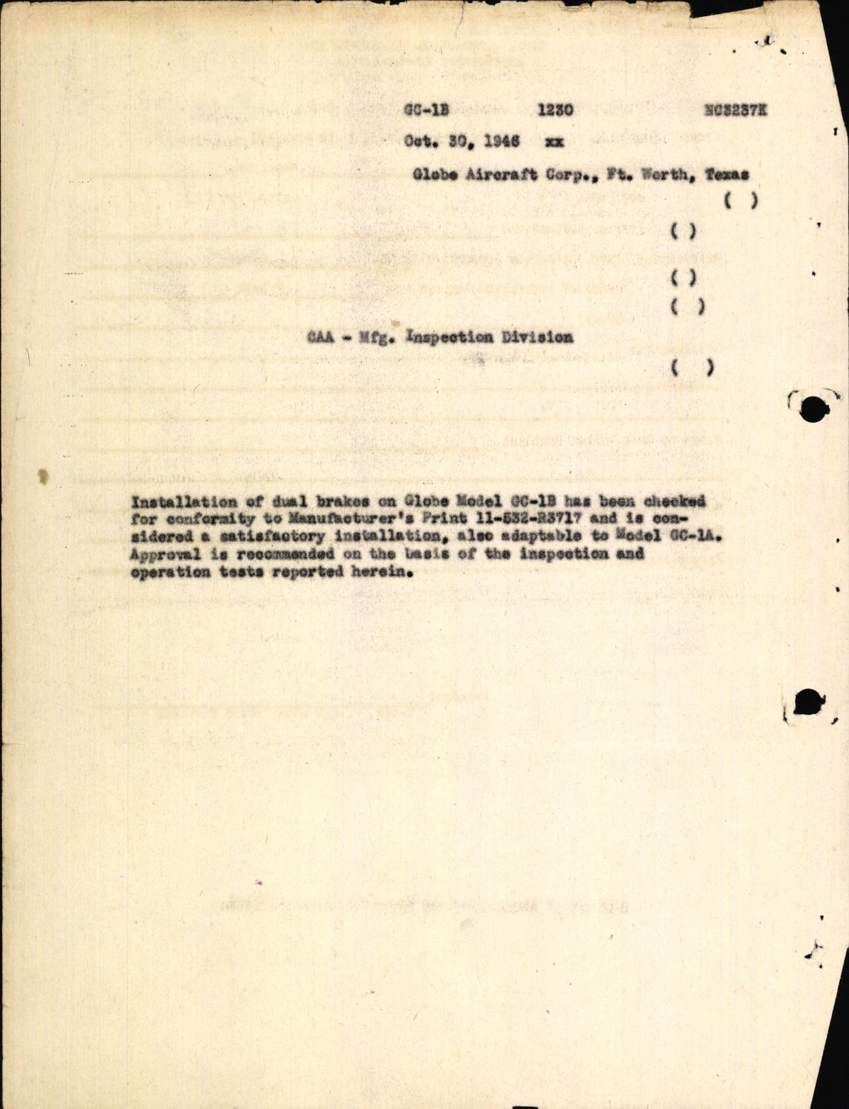 Sample page 2 from AirCorps Library document: Flight Test Results - Type Inspection Report for GC-1B