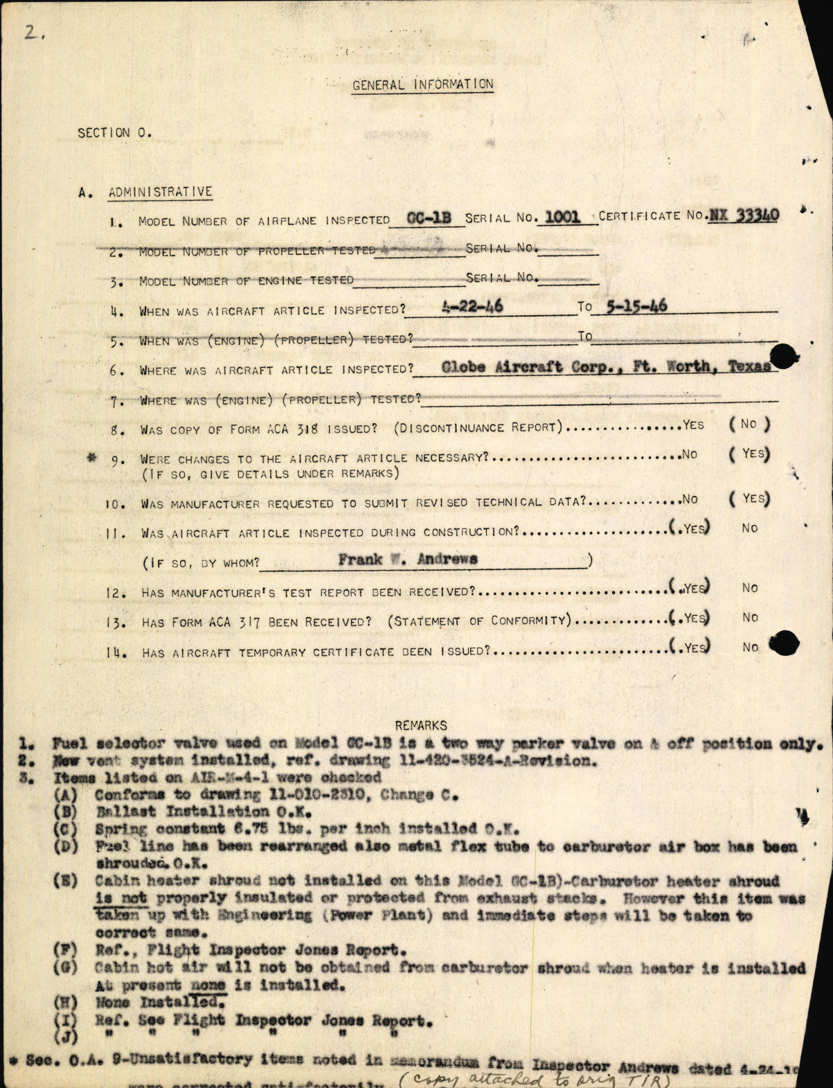 Sample page 6 from AirCorps Library document: Flight Test Results - Type Inspection Report for GC-1B