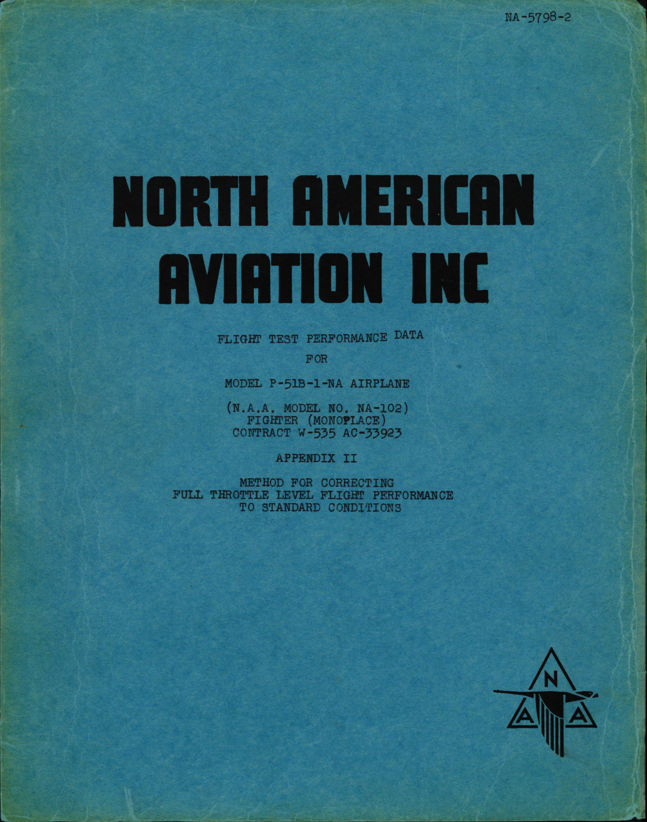 Sample page 1 from AirCorps Library document: Flight Test Performance Data - P-51B -  North American Engineering Dept