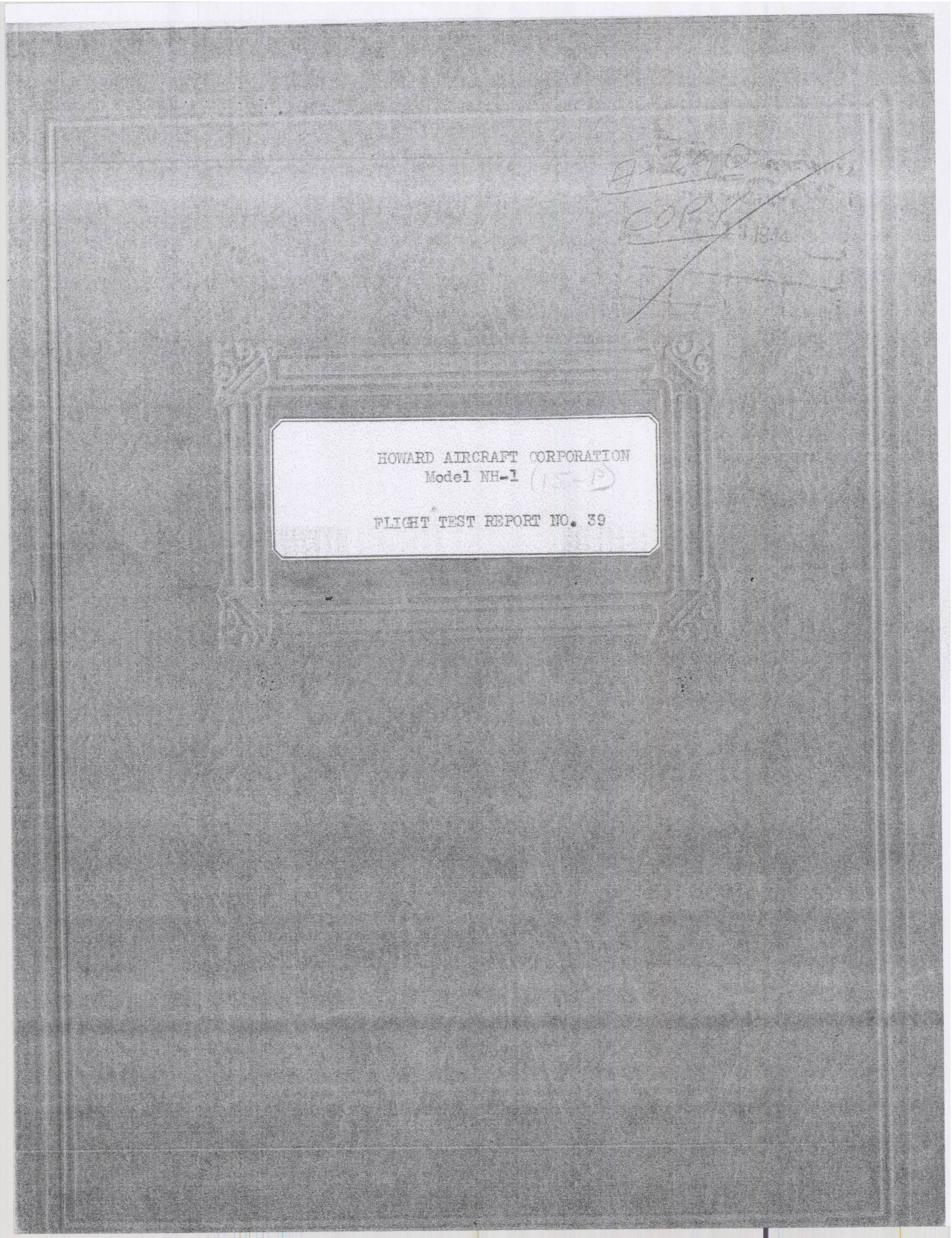 Sample page 1 from AirCorps Library document: Report 39, Flight Test Report, NH-1