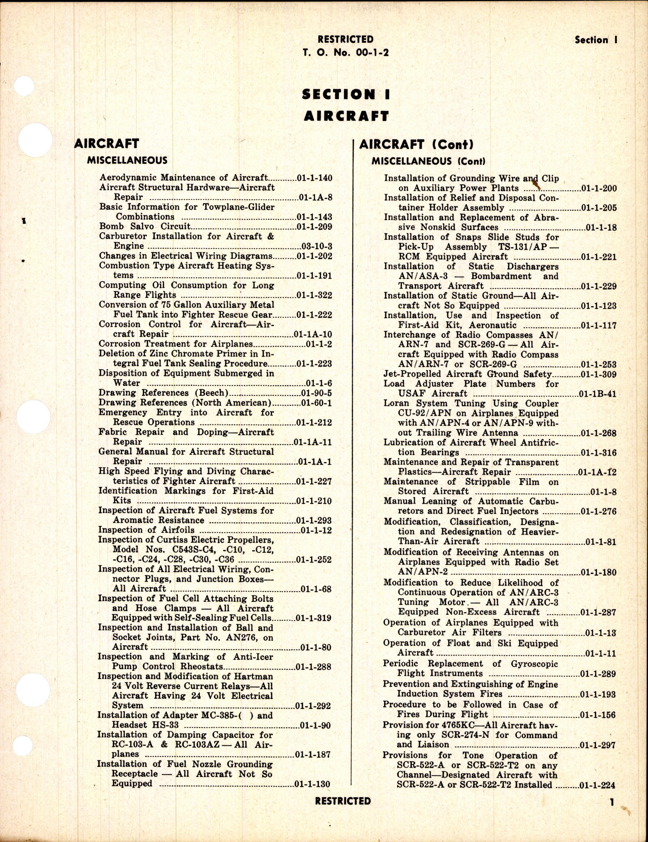 Sample page 5 from AirCorps Library document: Alphabetical index of Technical Publications