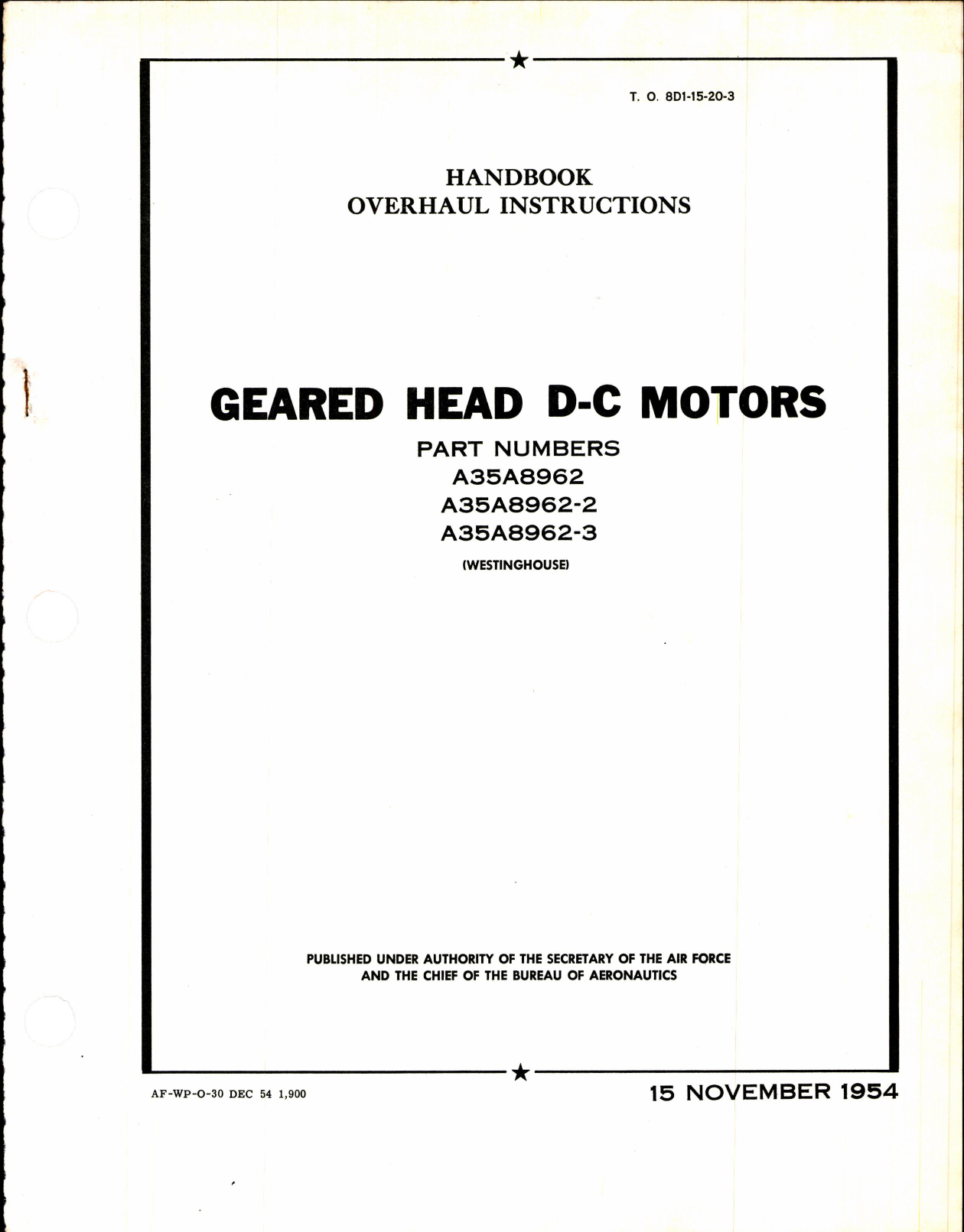 Sample page 1 from AirCorps Library document: Overhaul Instructions for Geared Head D-C Motors