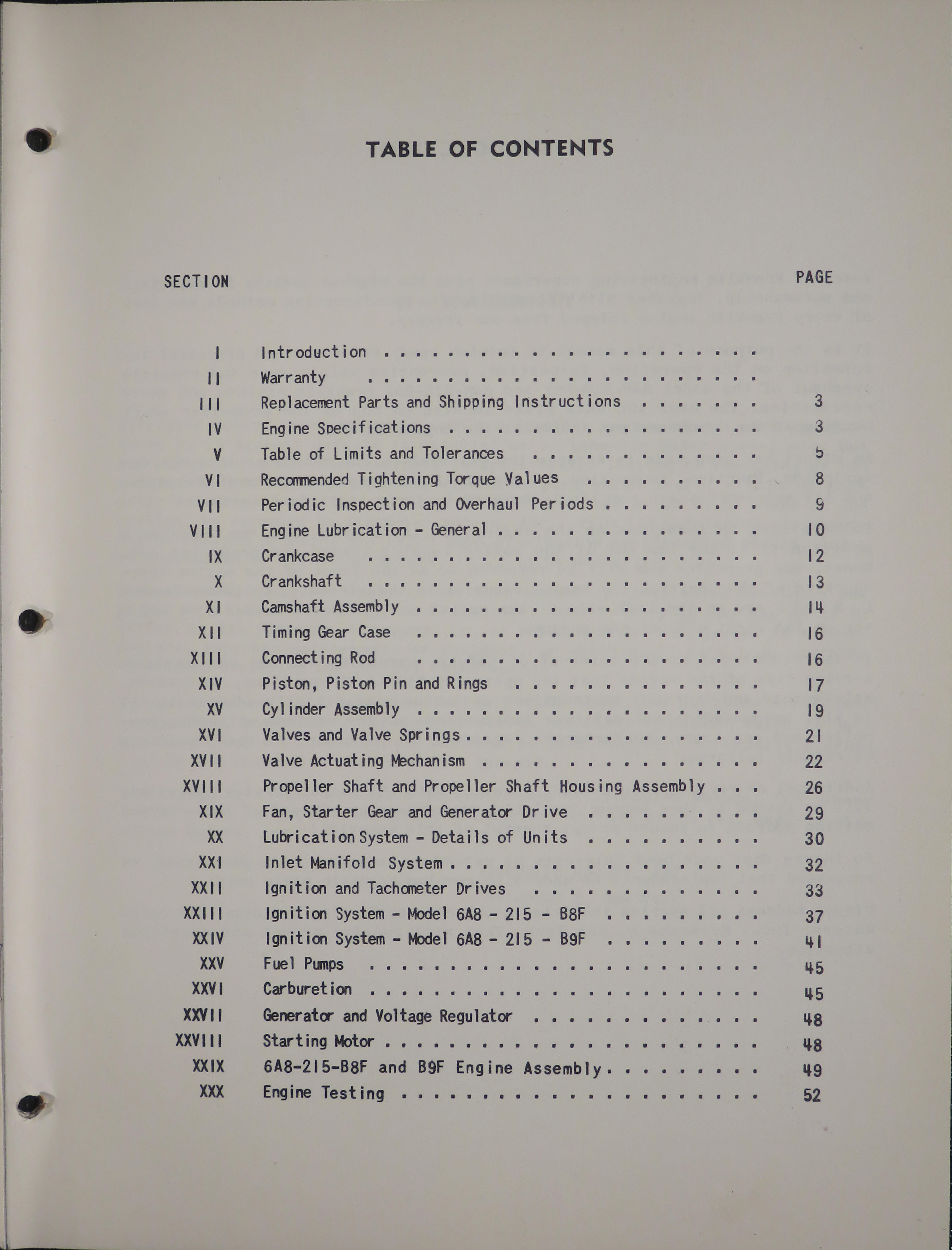 Sample page 5 from AirCorps Library document: Service Manual for Models 6A8-215-B8F and B9F Engines