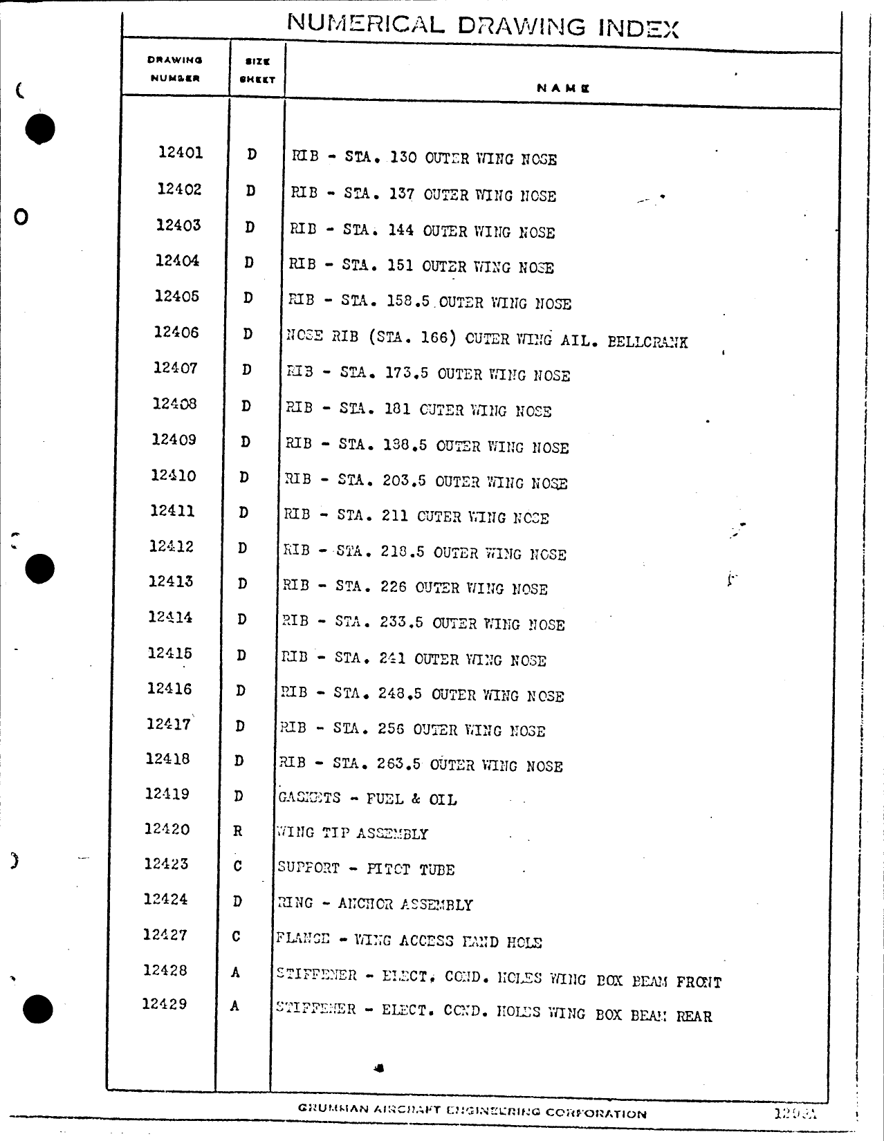 Sample page  6 from AirCorps Library document: Grumman Goose Numerical Drawing Index
