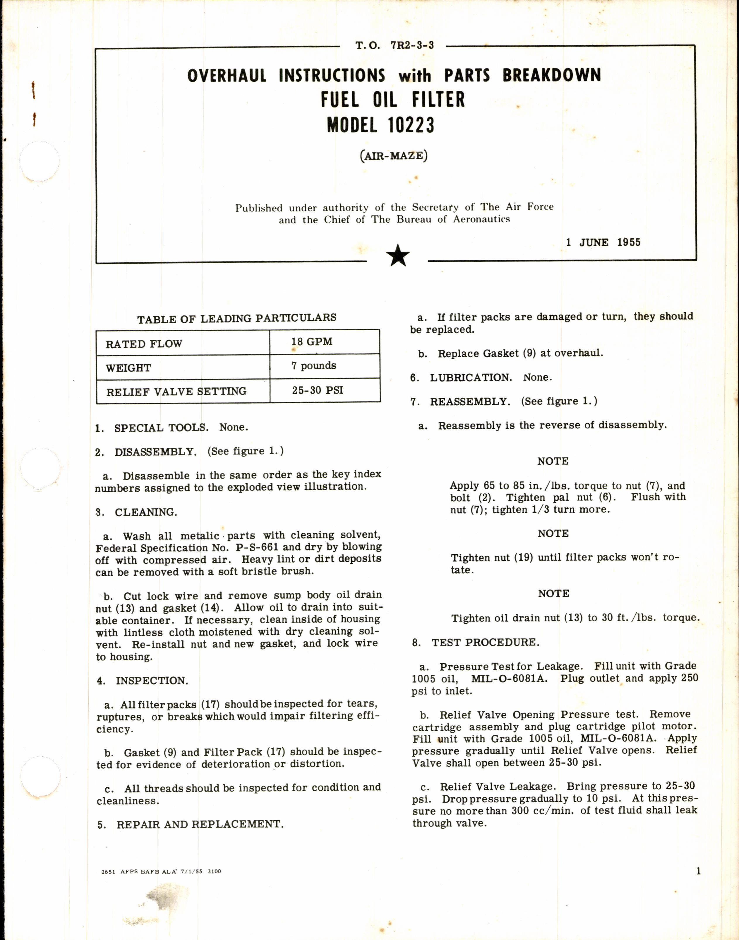 Sample page 1 from AirCorps Library document: Fuel Oil Filter