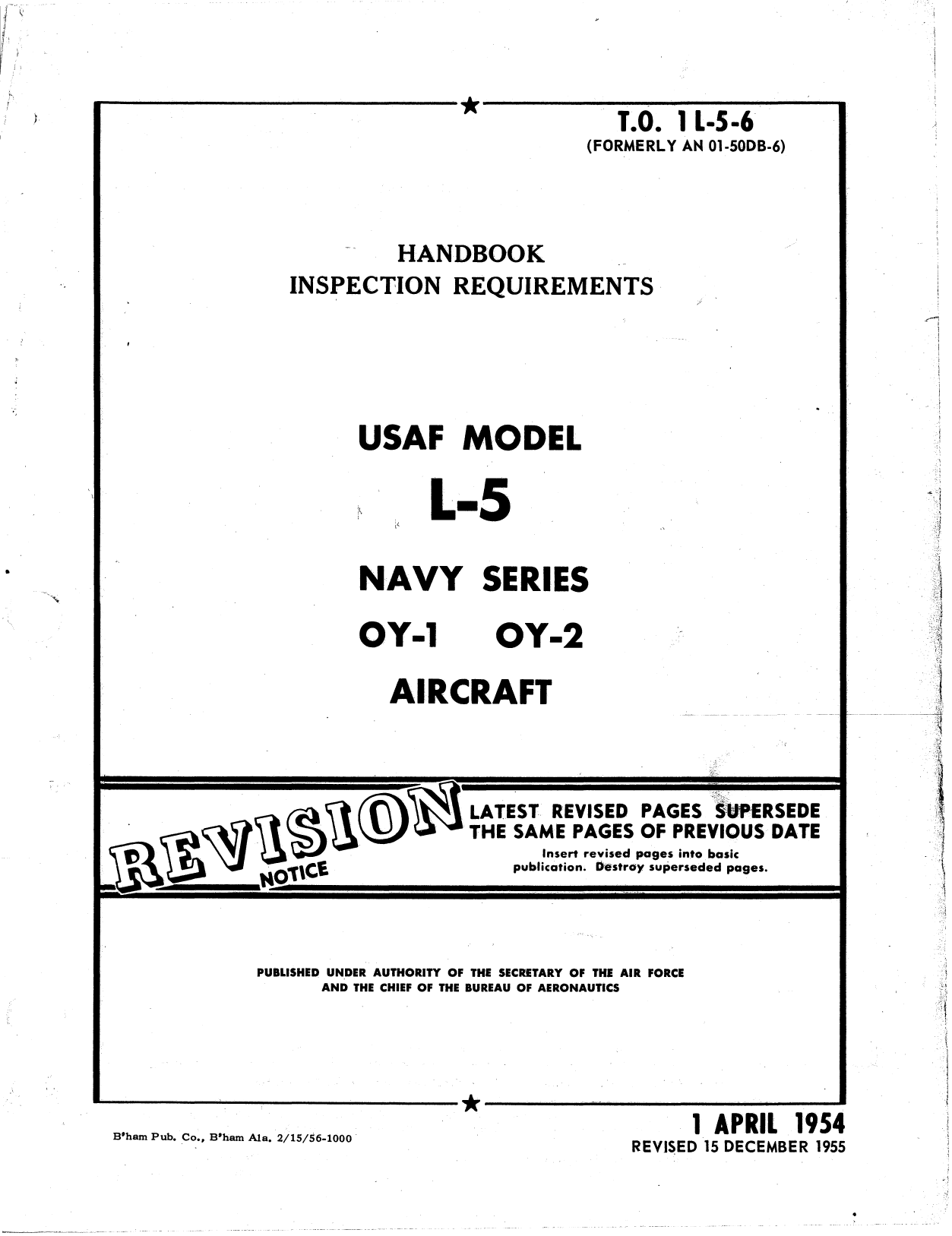 Sample page 1 from AirCorps Library document: Inspection Requirements - L-5, OY-1, OY-2
