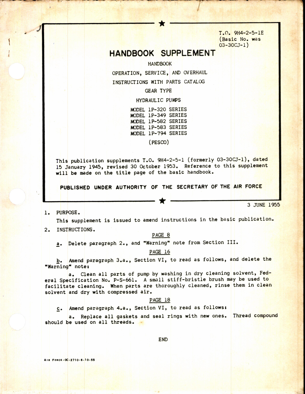 Sample page 1 from AirCorps Library document: Gear Type Hydraulic Pumps (Pesco)