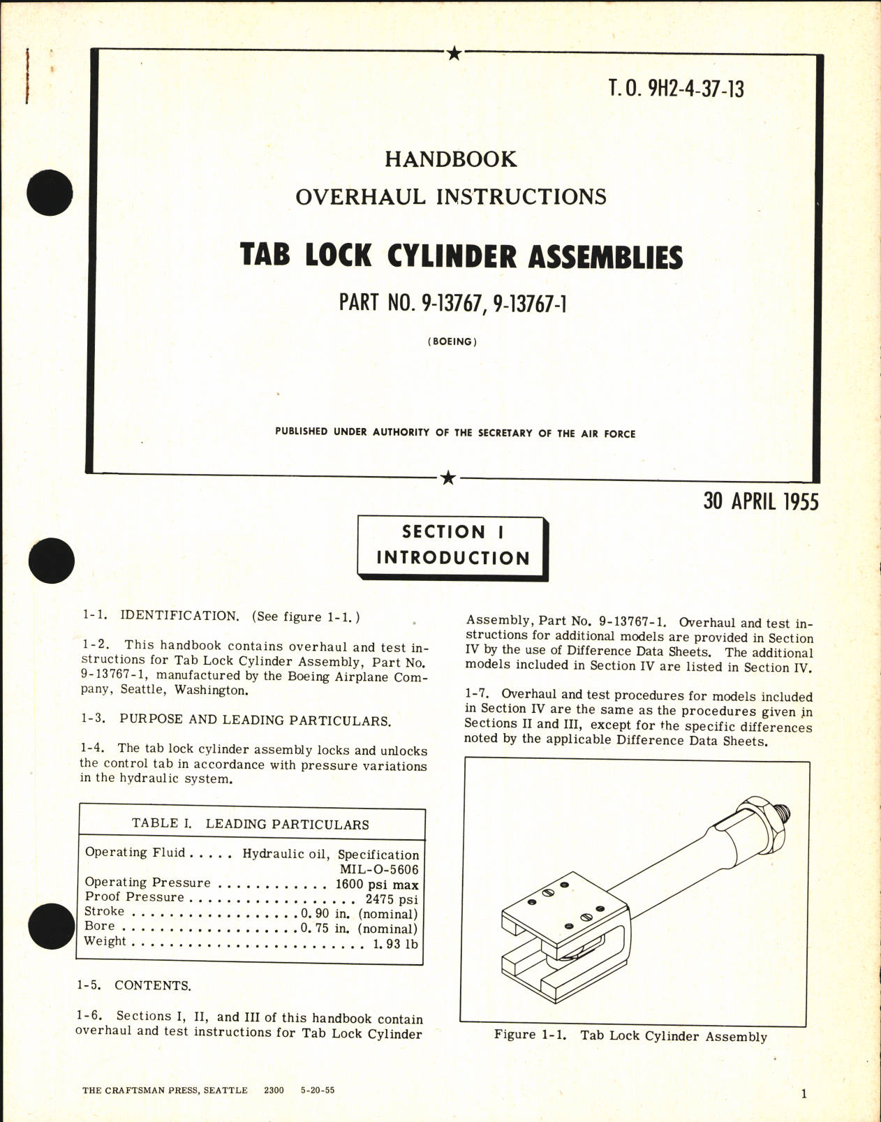 Sample page 1 from AirCorps Library document: Overhaul Instructions for Tab Lock Cylinder Assemblies