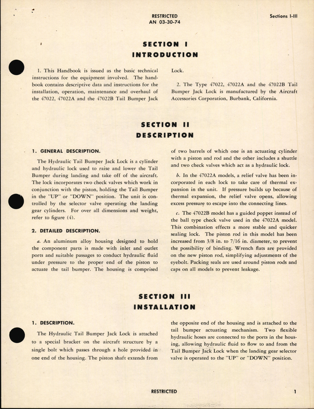 Sample page 5 from AirCorps Library document: Handbook of Instructions with Parts Catalog for Tail Bumper Jack Lock