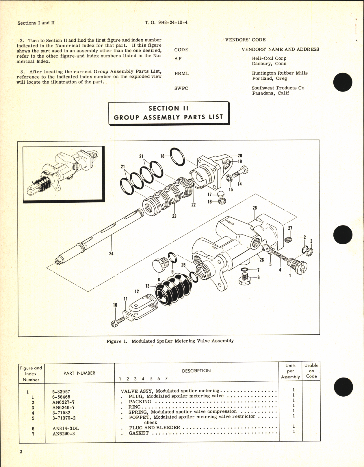 Sample page 2 from AirCorps Library document: Illustrated Parts Breakdown for Modulated Spoiler Metering Valve Assembly Part No. 5-83957