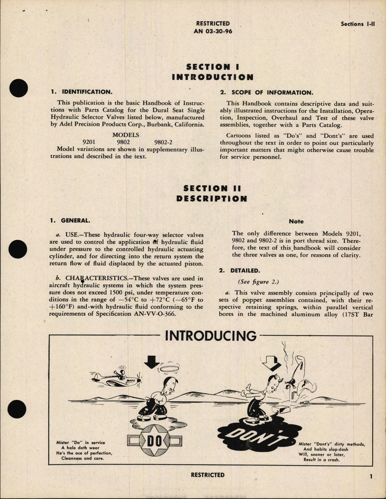 Sample page 5 from AirCorps Library document: Handbook of Instructions with Parts Catalog for Dural Seat Single Hydraulic Selector Valves